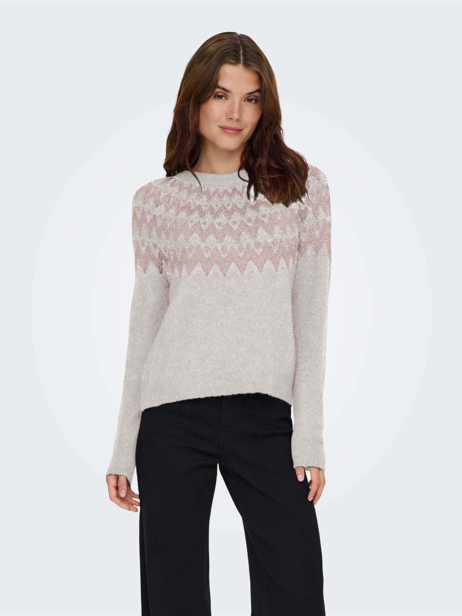 ONLY Strickpullover »ONLFRY LS JQ GLITTER O-NECK CC KNT«