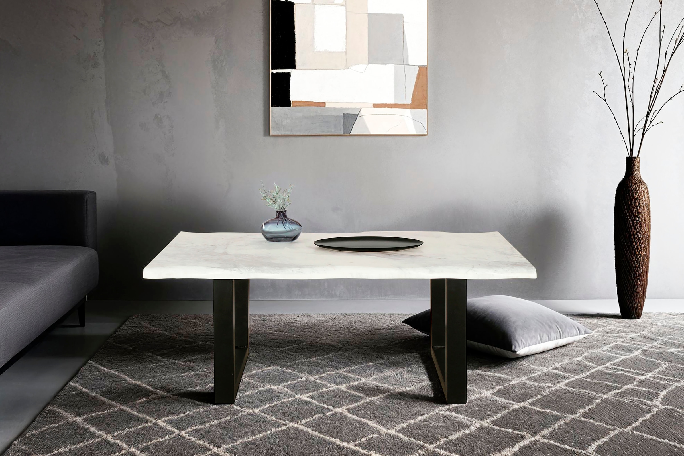 byLIVING Couchtisch »Stone«, (1 St.), aus echtem weissen Marmor mit natürlicher Wellenkante, 115x60cm