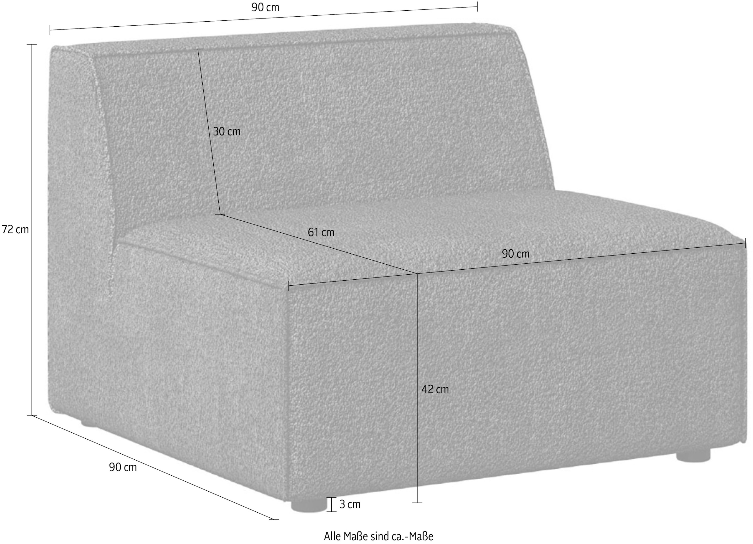 INOSIGN Sessel »Bequemer Sessel Cavan, Masse B/T/H: 90/90/72 cm«, ohne Armlehne, mit Wellenunterfederung, auch in Bouclé