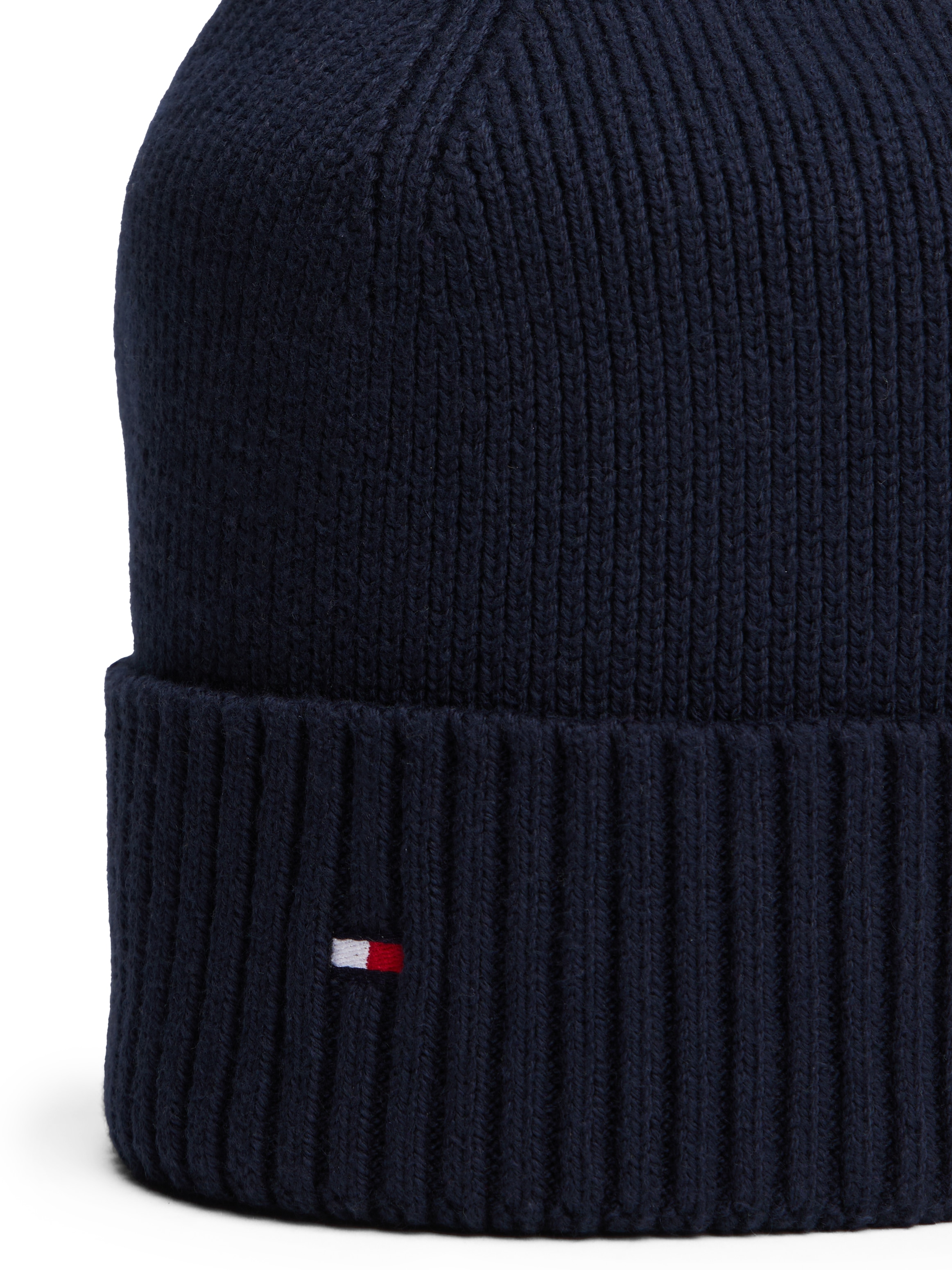 Tommy Hilfiger Strickmütze »TH FLAG PIMA COTTON BEANIE«, mit Logostickerei