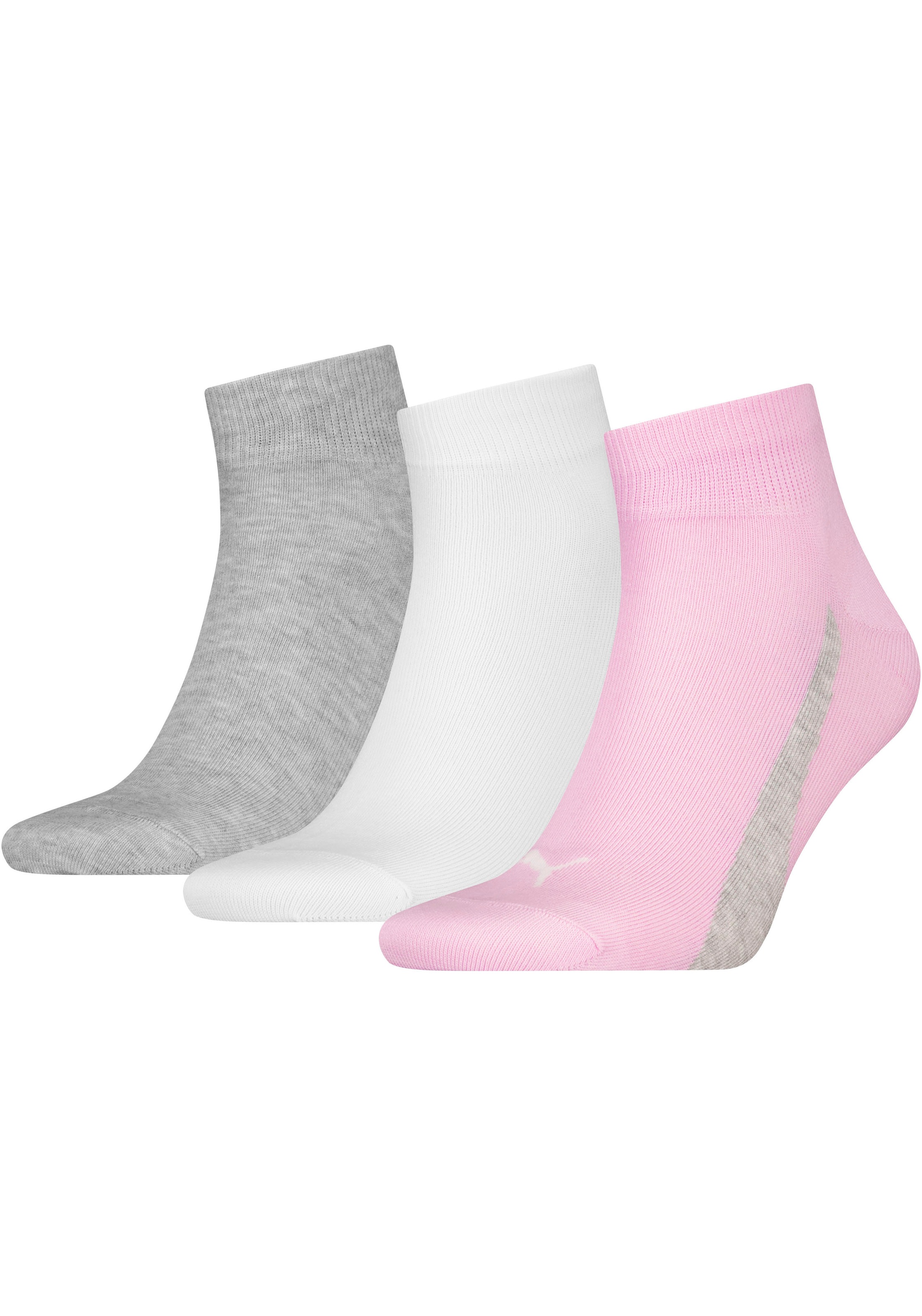 PUMA Kurzsocken »PUMA UNISEX LIFESTYLE QUARTER 3P« 3 Paar, 3 Paar tlg. mit kurzem geripptem Schaft