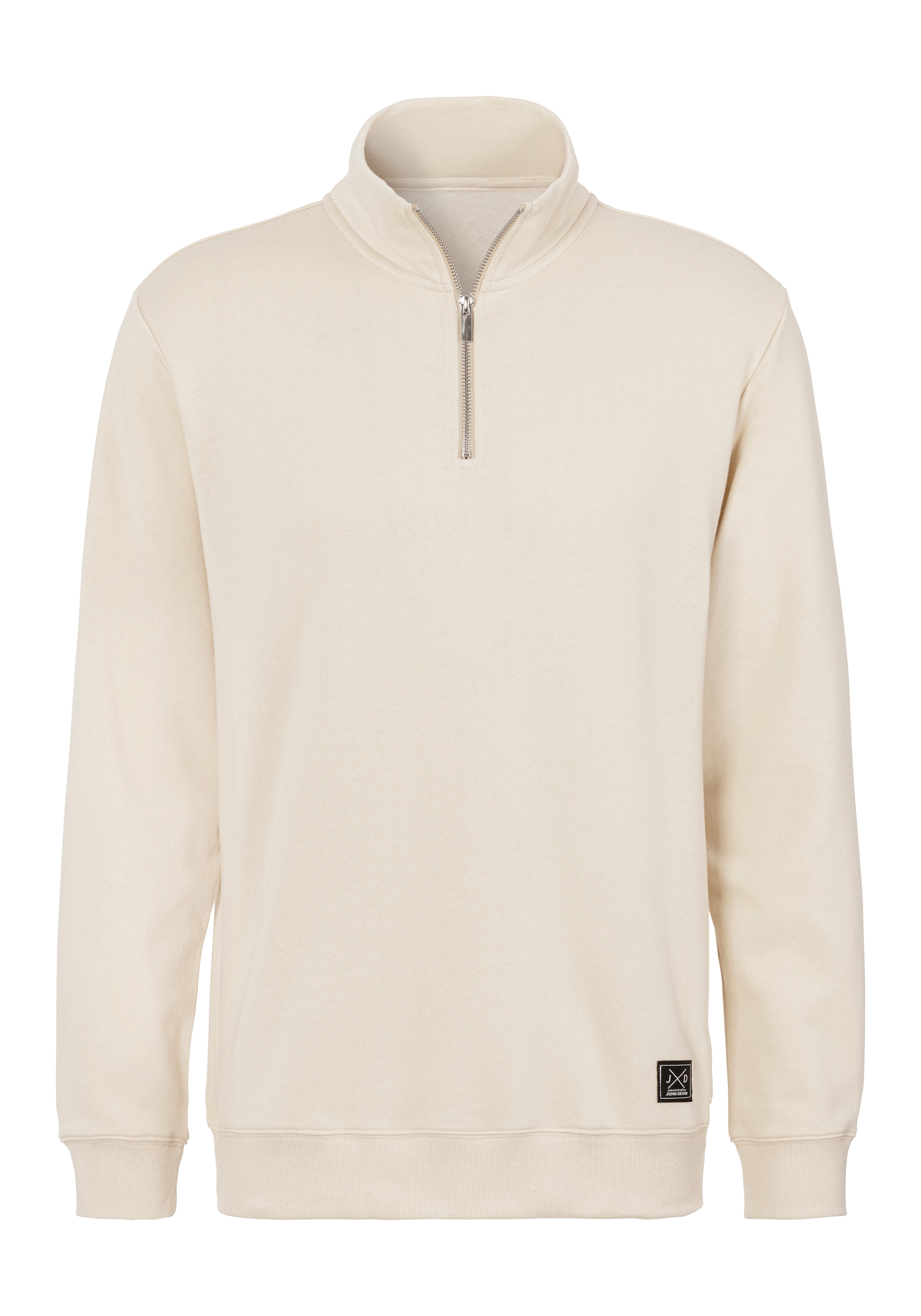 John Devin Sweatshirt, Langarm, Pullover mit Reissverschluss am Stehkragen