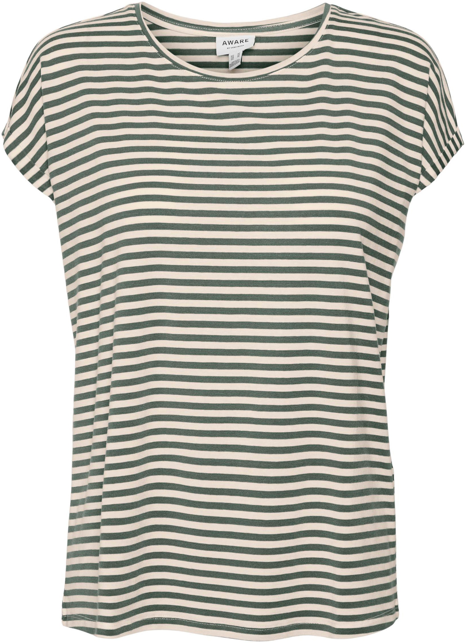 Vero Moda Rundhalsshirt »VMAVA PLAIN SS TOP STRIPE GA JRS NOOS«