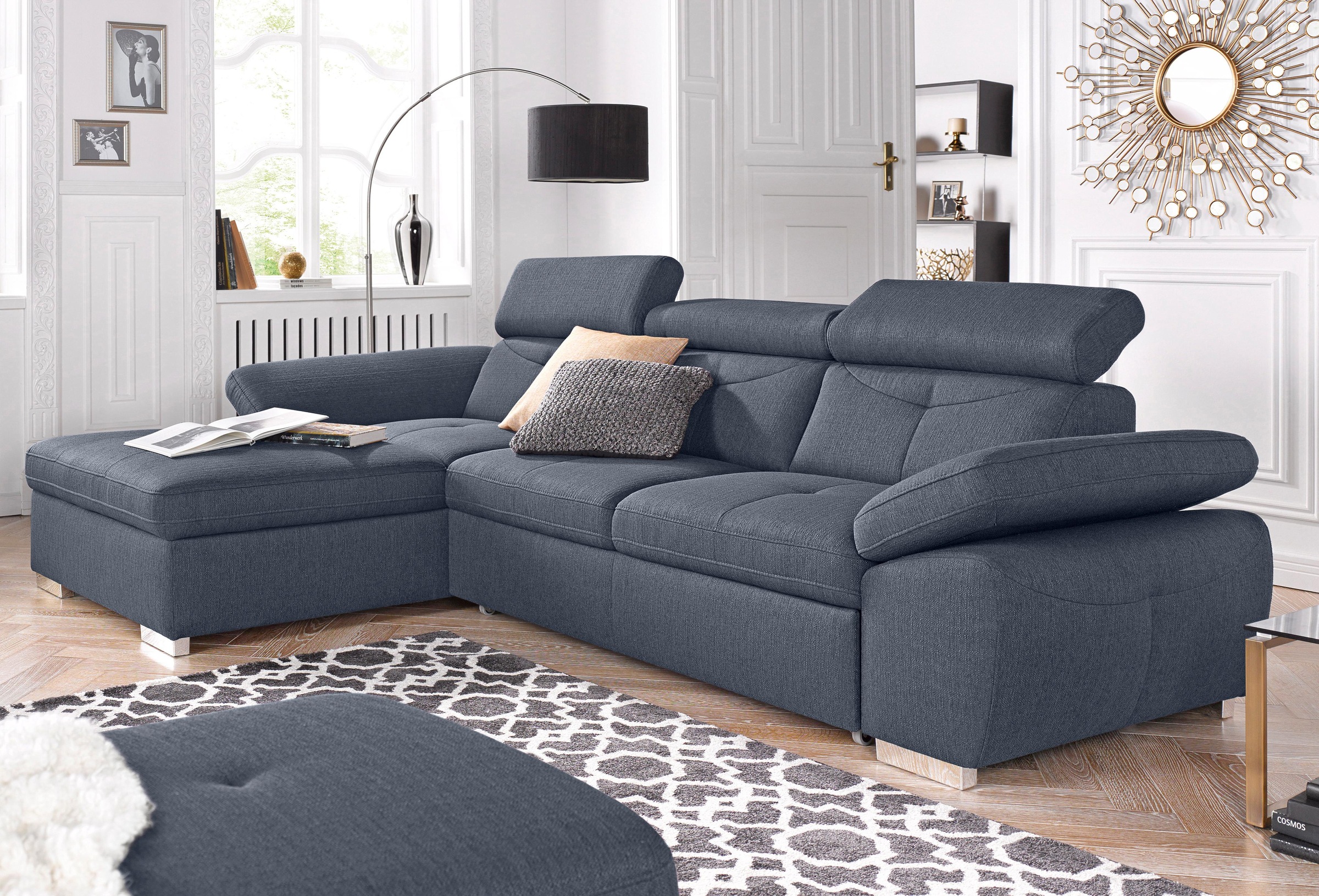 exxpo - sofa fashion Ecksofa »Spring, super bequem, mit Armteil- und Kopfteilfunktion«, L-Form, wahlweise mit Bettfunktion und Bettkasten