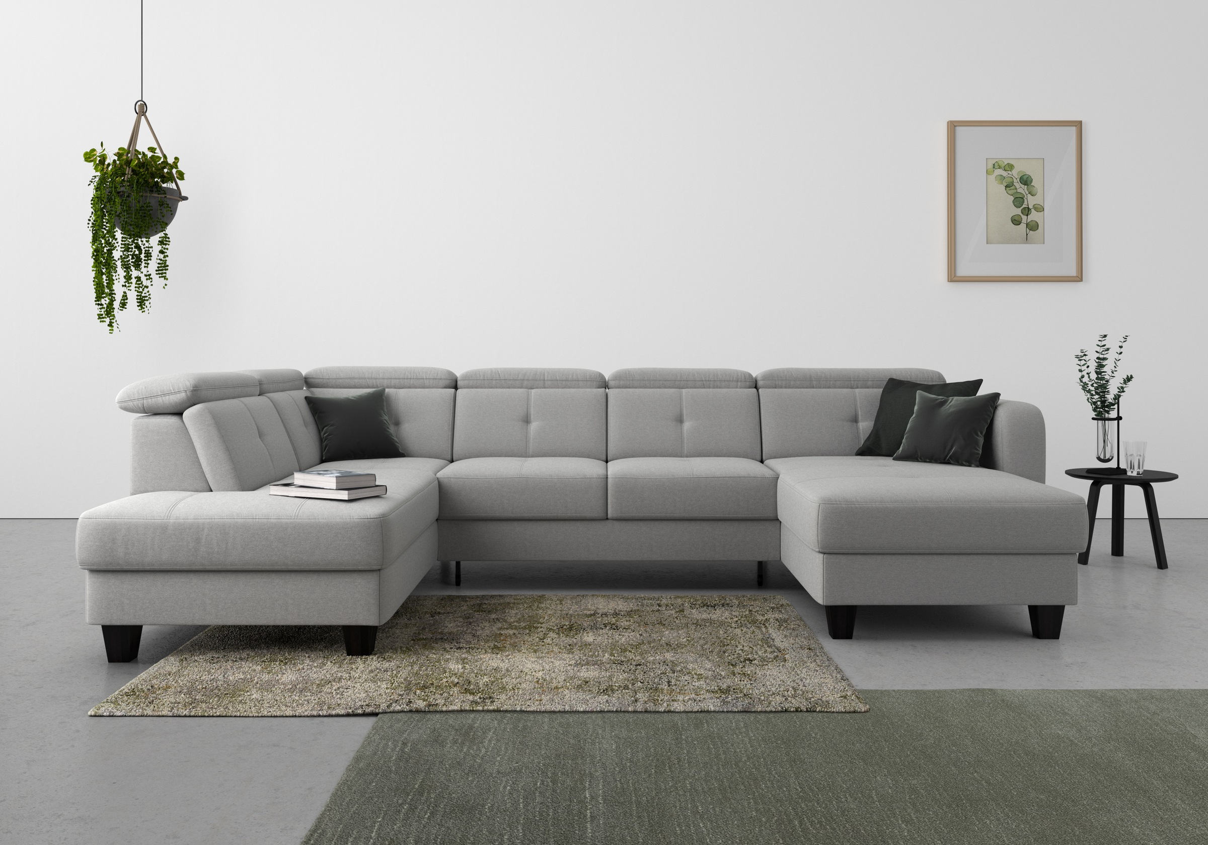 sit&more Wohnlandschaft "Belluci U-Form" Kopfteilverstellung und Federkern, wahlweise mit Bettfunktion