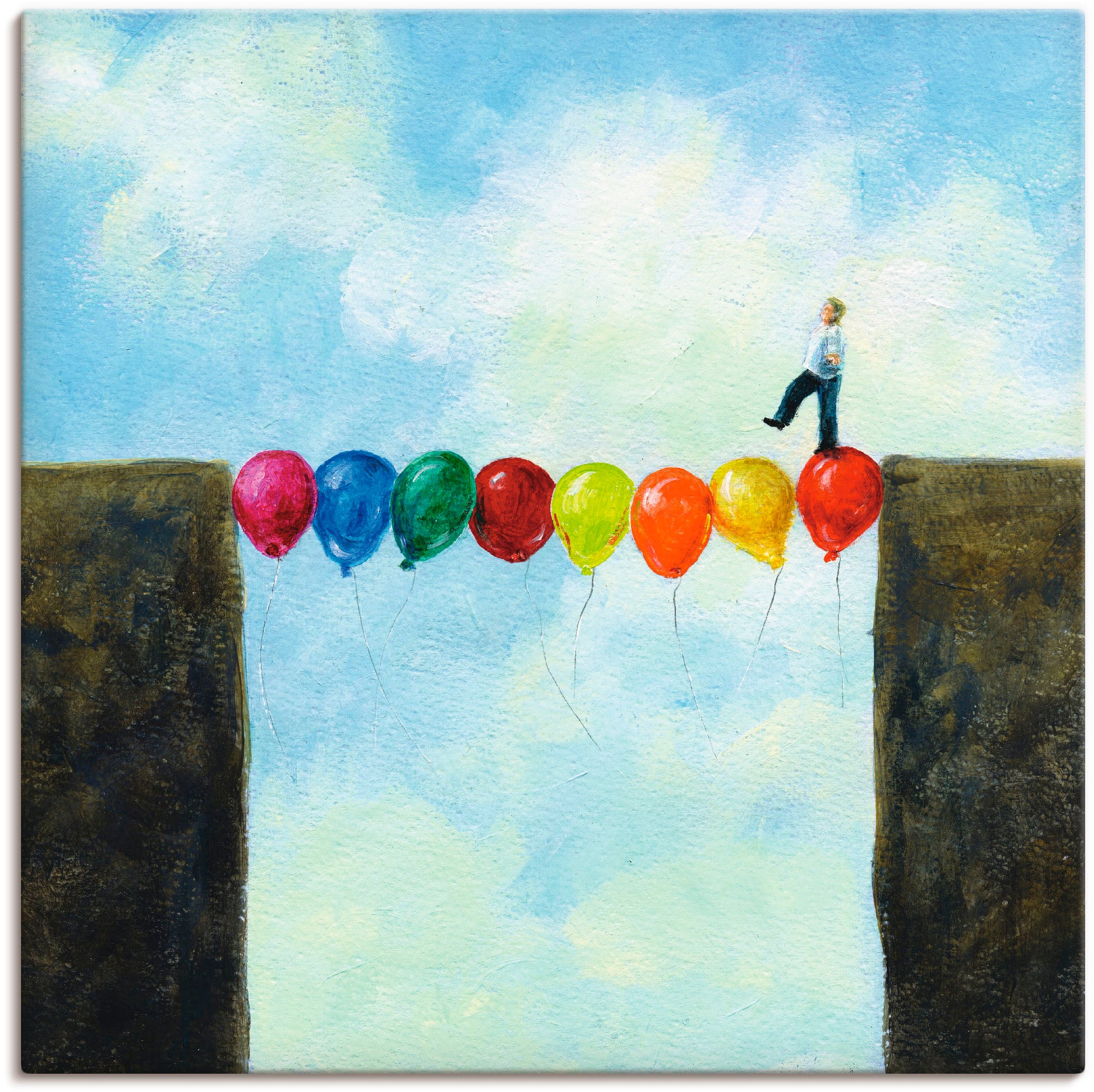 Artland Leinwandbild "Eine Brücke schlagen" Mann 1 Stk. tlg. auf Holzrahmen gespannt