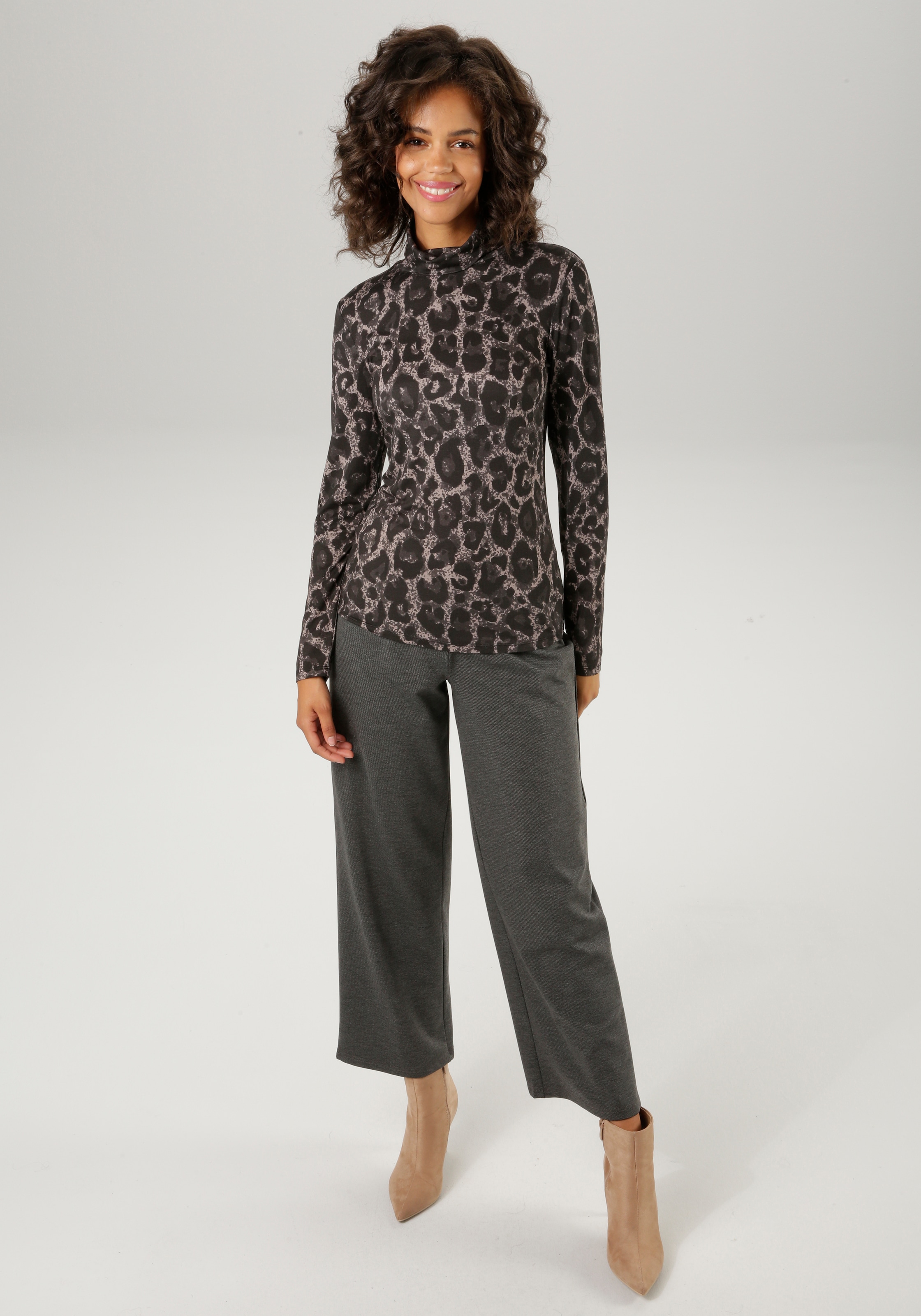 Aniston CASUAL Rollkragenshirt, mit Animal-Print oder graphischem Druck - NEUE KOLLEKTION