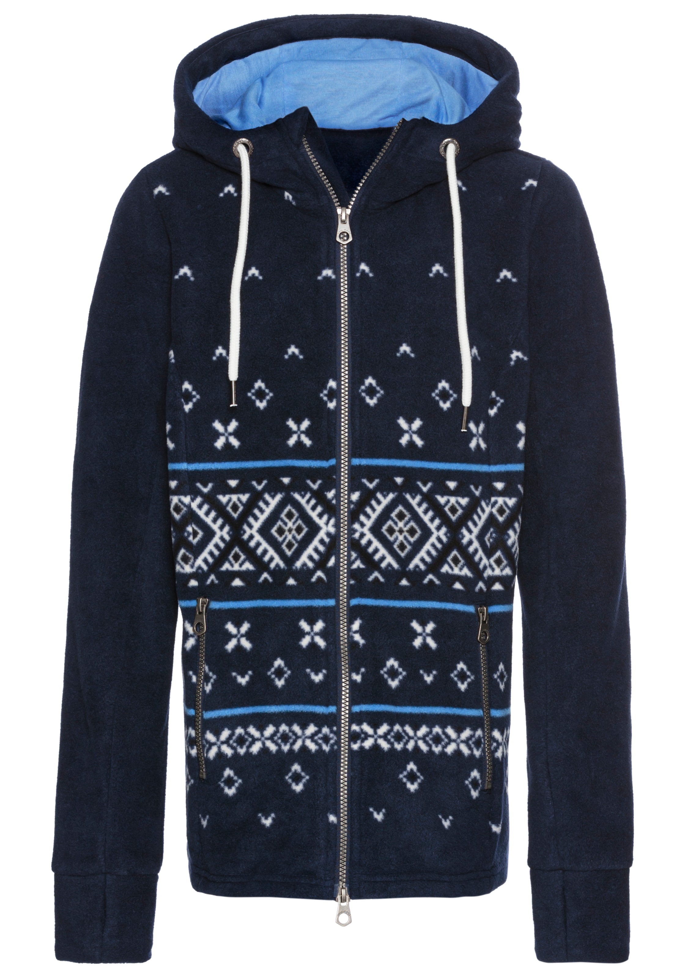 KangaROOS Fleecejacke, mit Kapuze, mit Norweger Muster