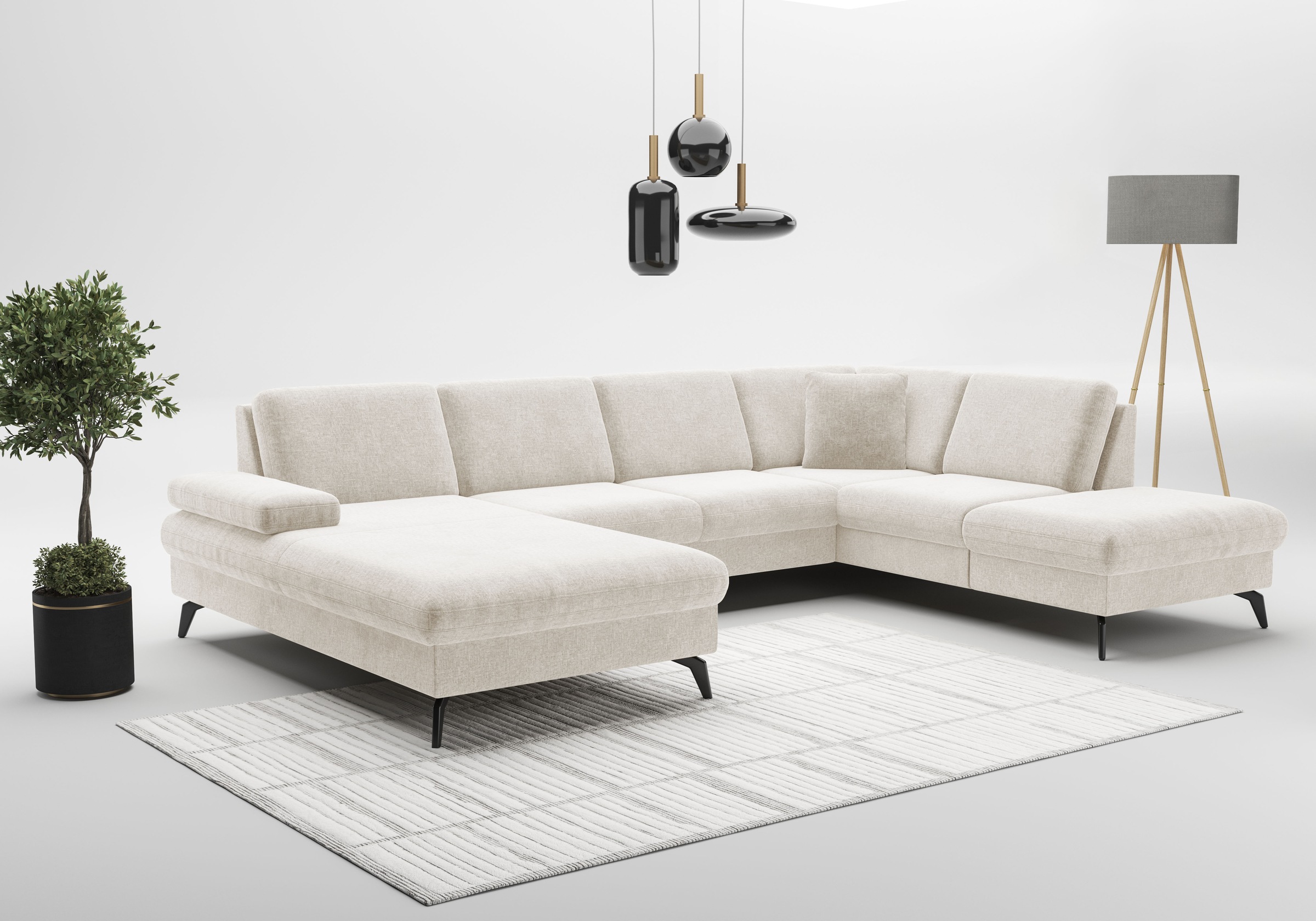 sit&more Wohnlandschaft »Morris Jubi U-Form«, inkl. Armteilfunktion und 1 Zierkissen, wahlweise mit Bettfunktion
