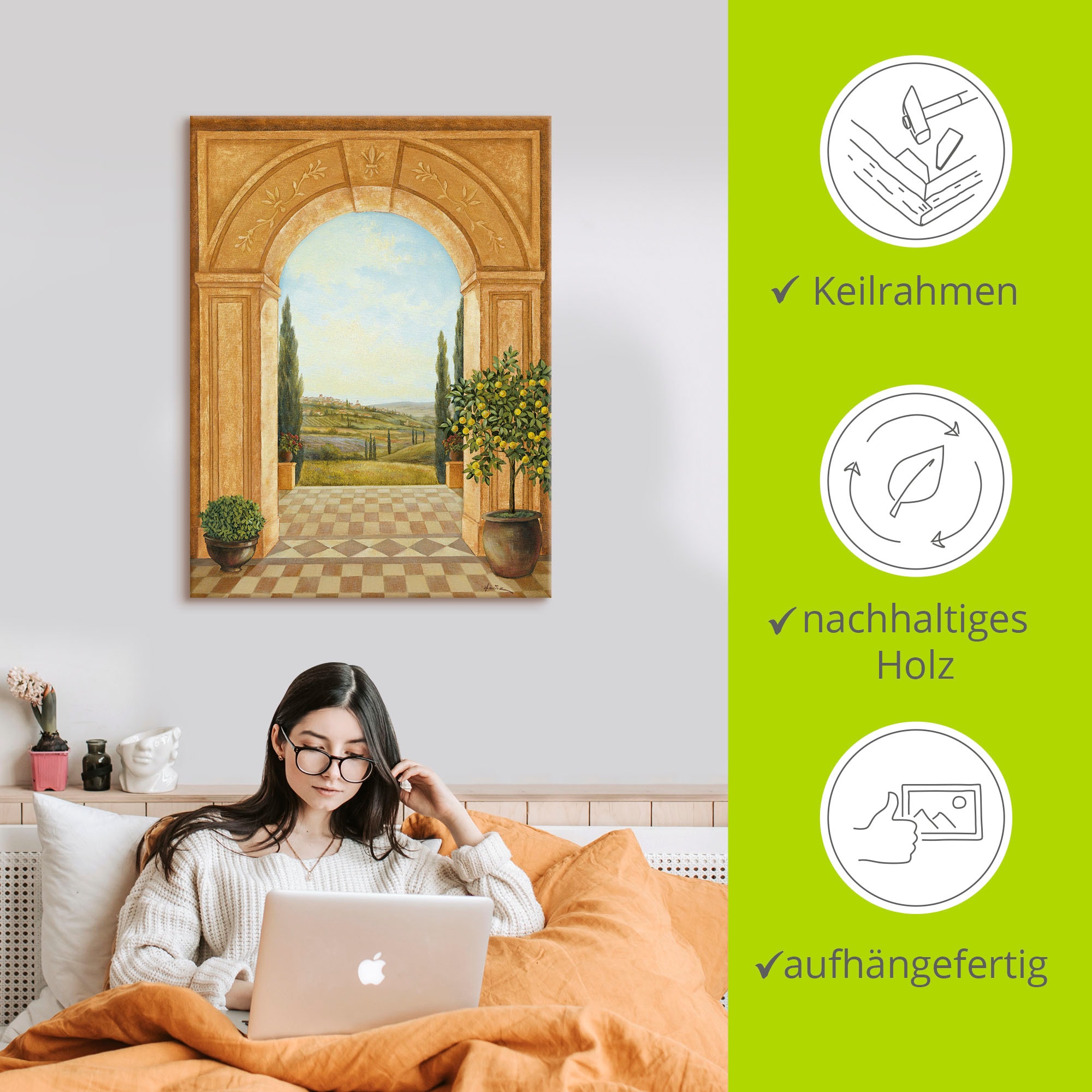 Artland Wandbild »Ausblick mit Zitronenbaum«, Fensterblick, (1 St.), als Leinwandbild, Poster, Wandaufkleber in verschied. Grössen