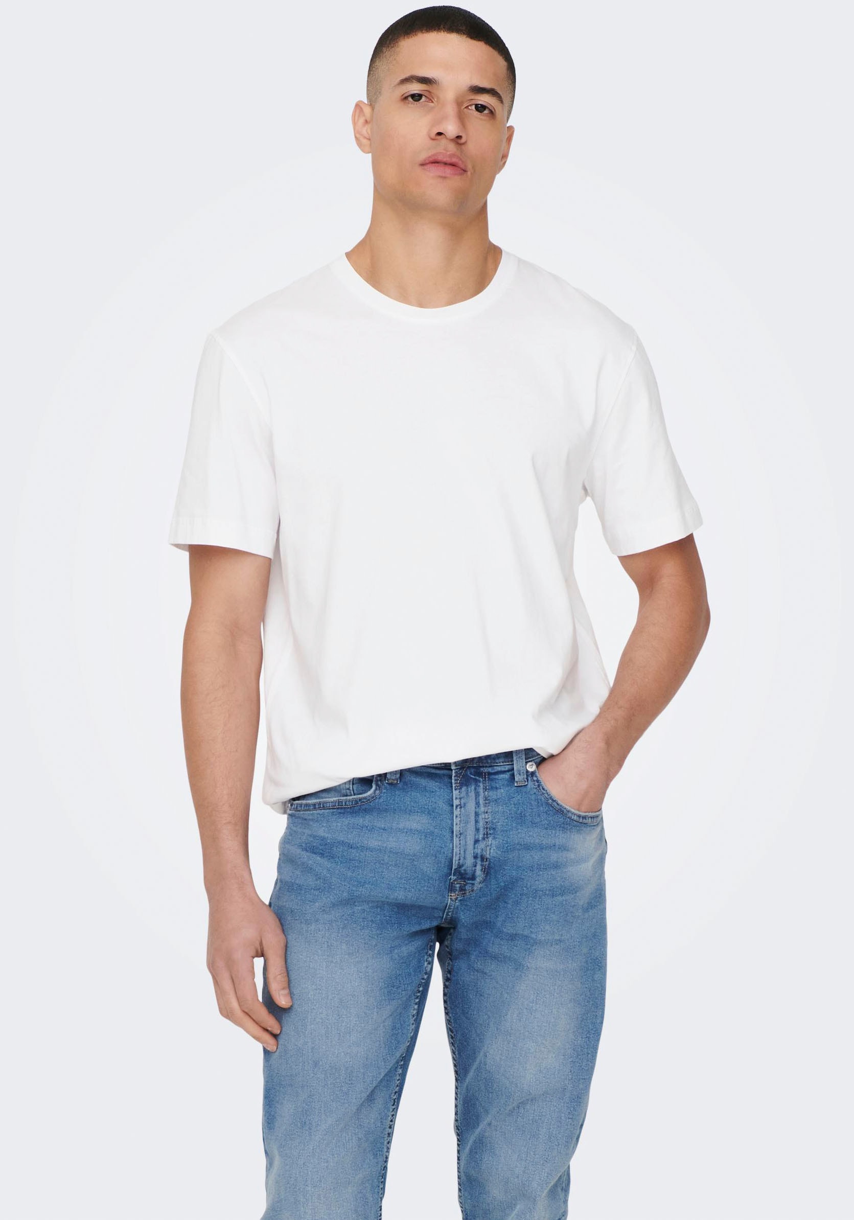 ONLY & SONS Rundhalsshirt »ONSMAX LIFE SS STITCH TEE NOOS«