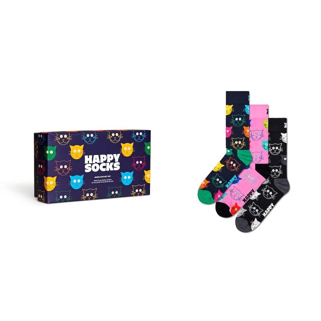 Happy Socks Socken »3-Pack Mixed Cat Socks Gift Set«, (Packung, 3 Paar)