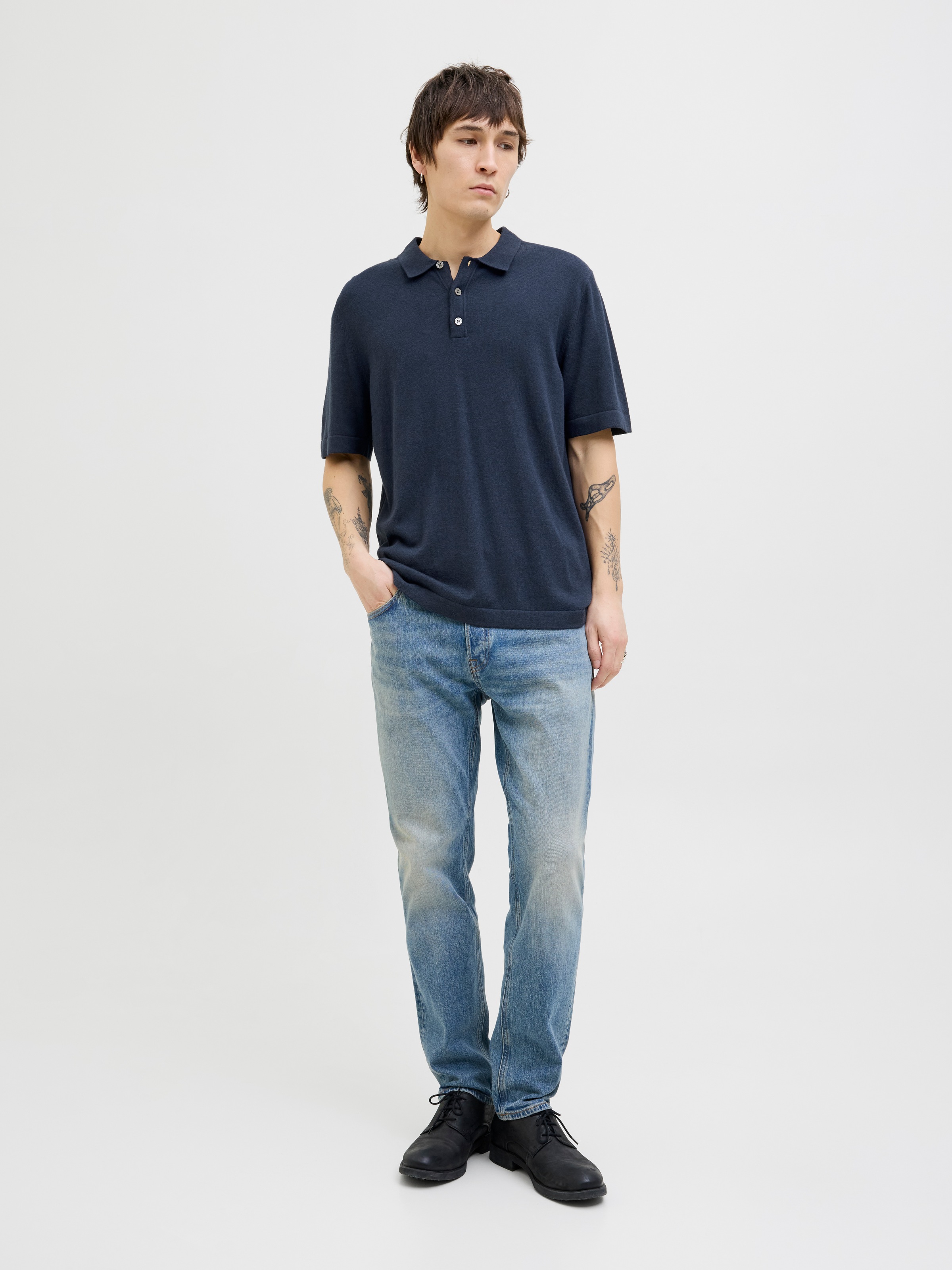 Jack & Jones Kurzarmpullover »JJEEMIL KNIT RELAXED POLO SS SN«, mit Polo Kragen