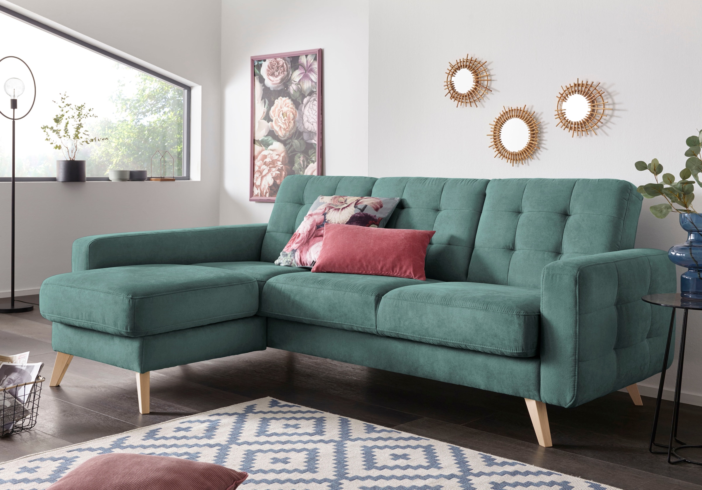 exxpo - sofa fashion Ecksofa »Nappa, kompakt und komfortabel, bequem, zeitloses Design, L-Form«, tolle Detailverarbeitung, inkl. Bettfunktion und Bettkasten