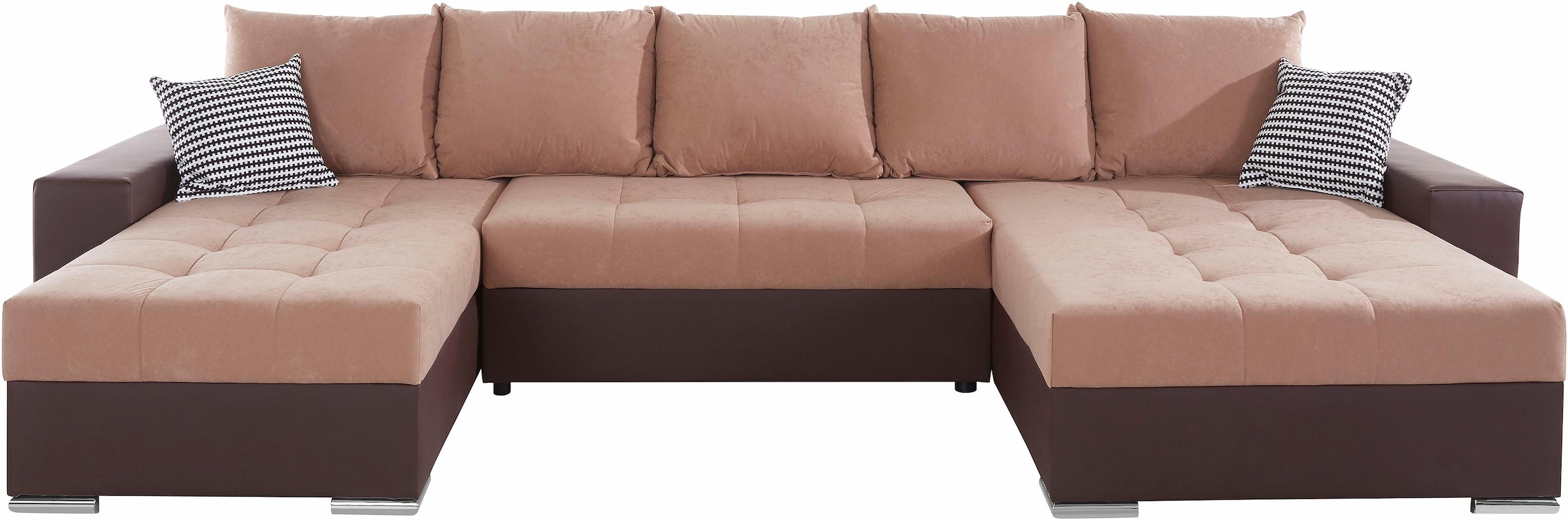COLLECTION AB Wohnlandschaft »XXL-Josy U-Form, Breite 333 cm, mit 2 Recamieren 77 & 97 cm«, inkl. Bettfunktion, Bettkasten, mit 5 gleich grossen Rückenkissen