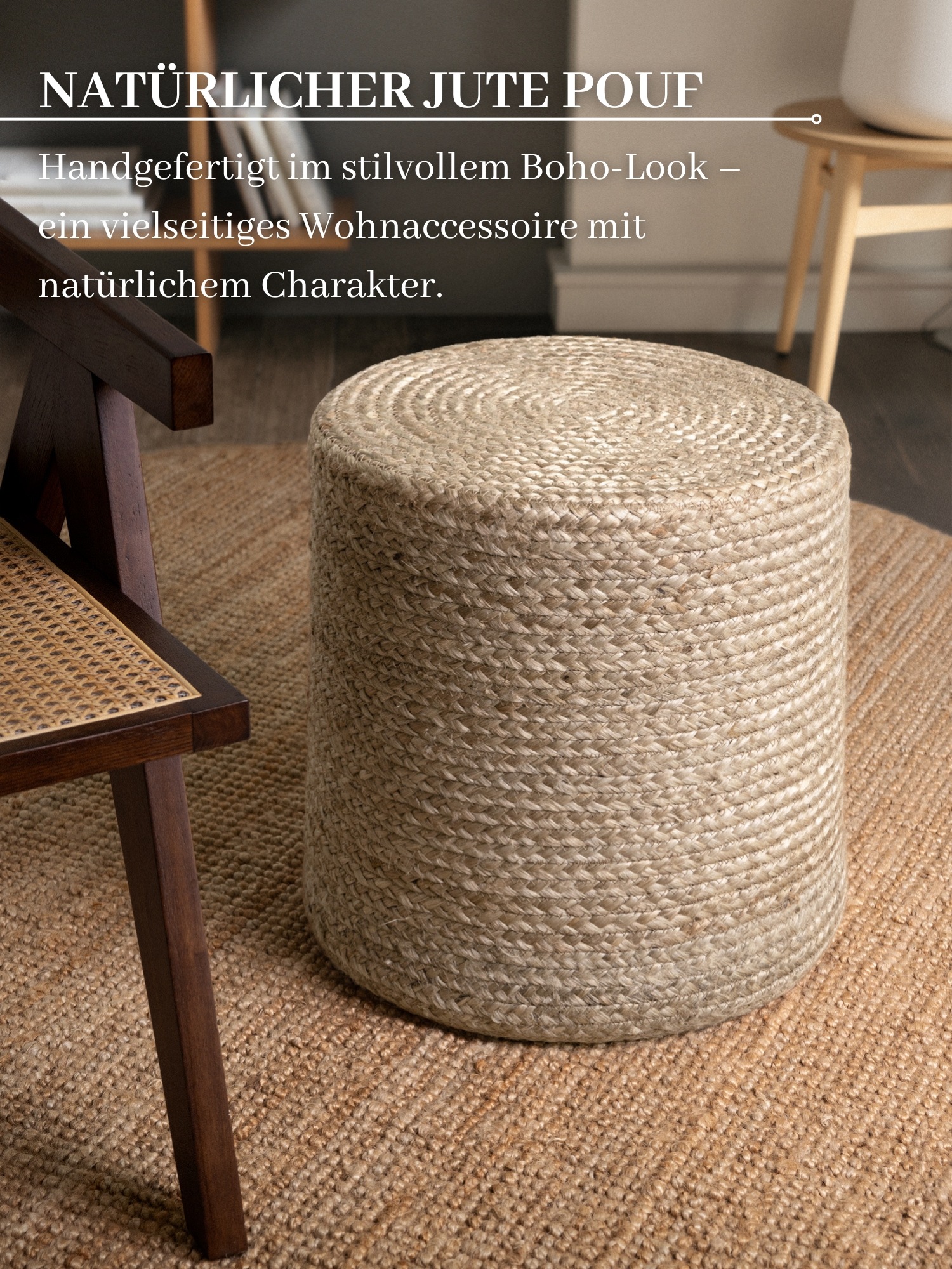 HANSE Home Pouf »Jutta, Jute«, (1 St.), Jute, Natur, Wohnzimmer, Esszimmer, Schlafzimmer, Flur, Modern, Boho