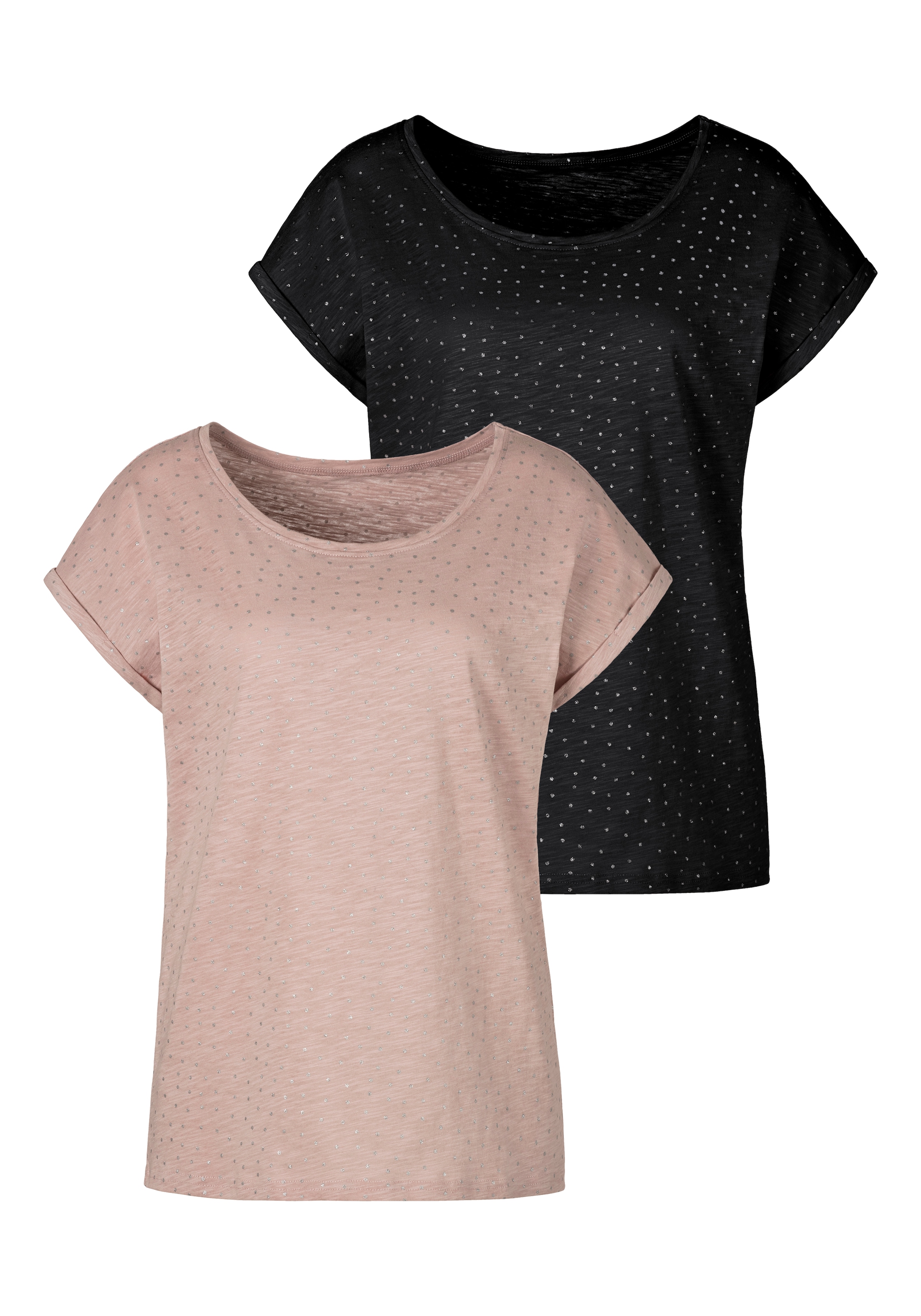 Schweiz T-Shirt, shoppen (2er-Pack), Vivance online Jelmoli-Versand bei silbrigen mit Glitzerpünktchen