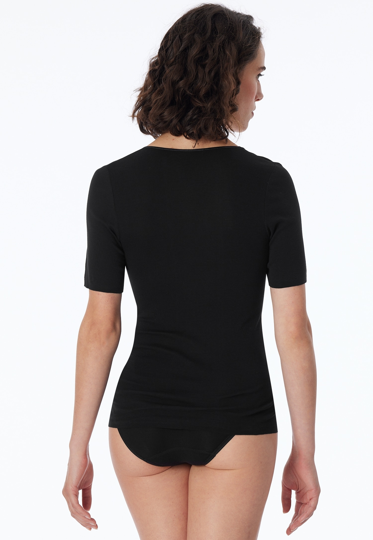 Schiesser Kurzarmshirt »Luxury«, Rundhals-Ausschnitt, 1/2-Arm, Baumwolle, ohne störende Seitennähte