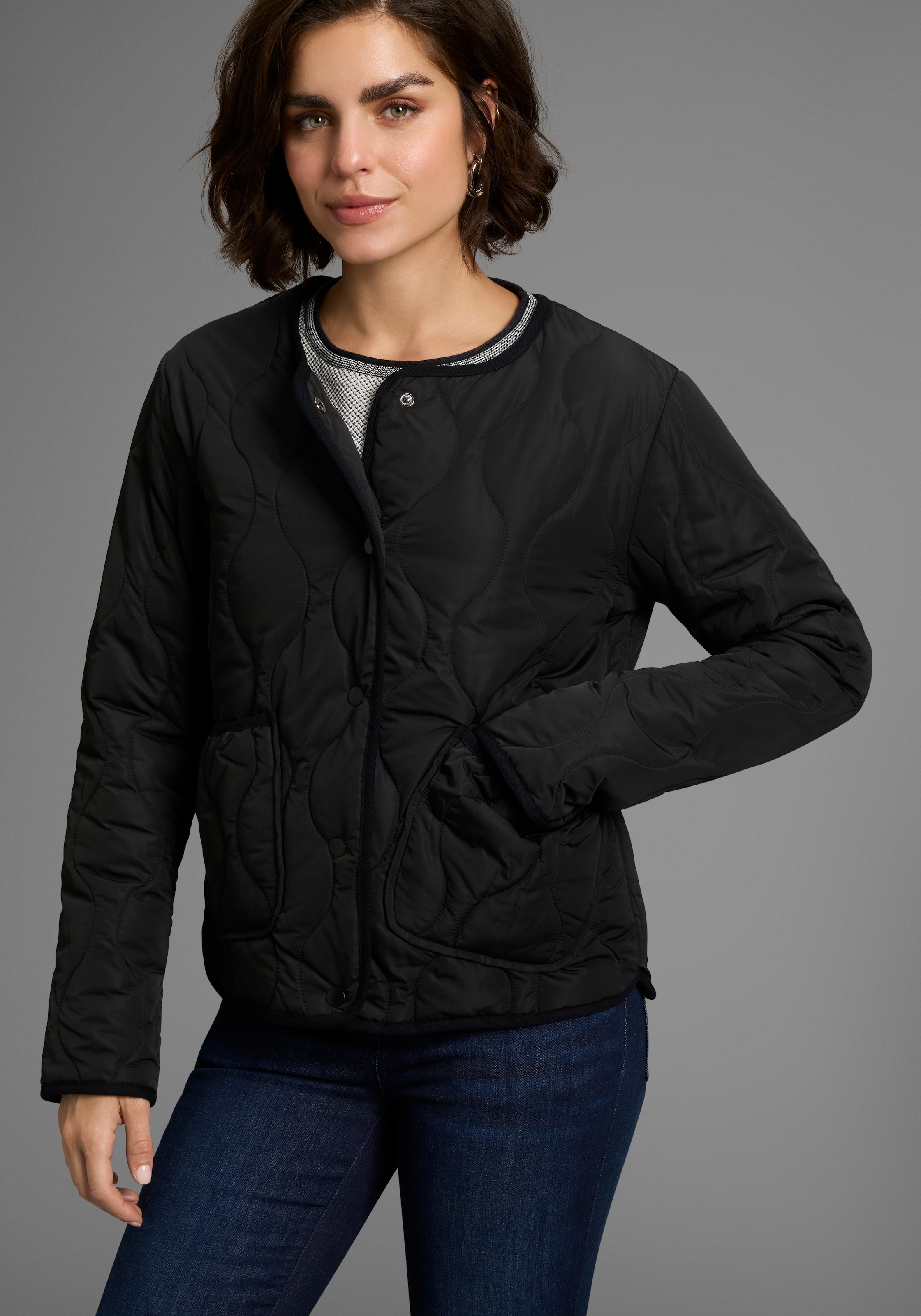 Laura Scott Steppjacke ohne Kapuze Leichte Übergangsjacke, mit modischem Steppmuster