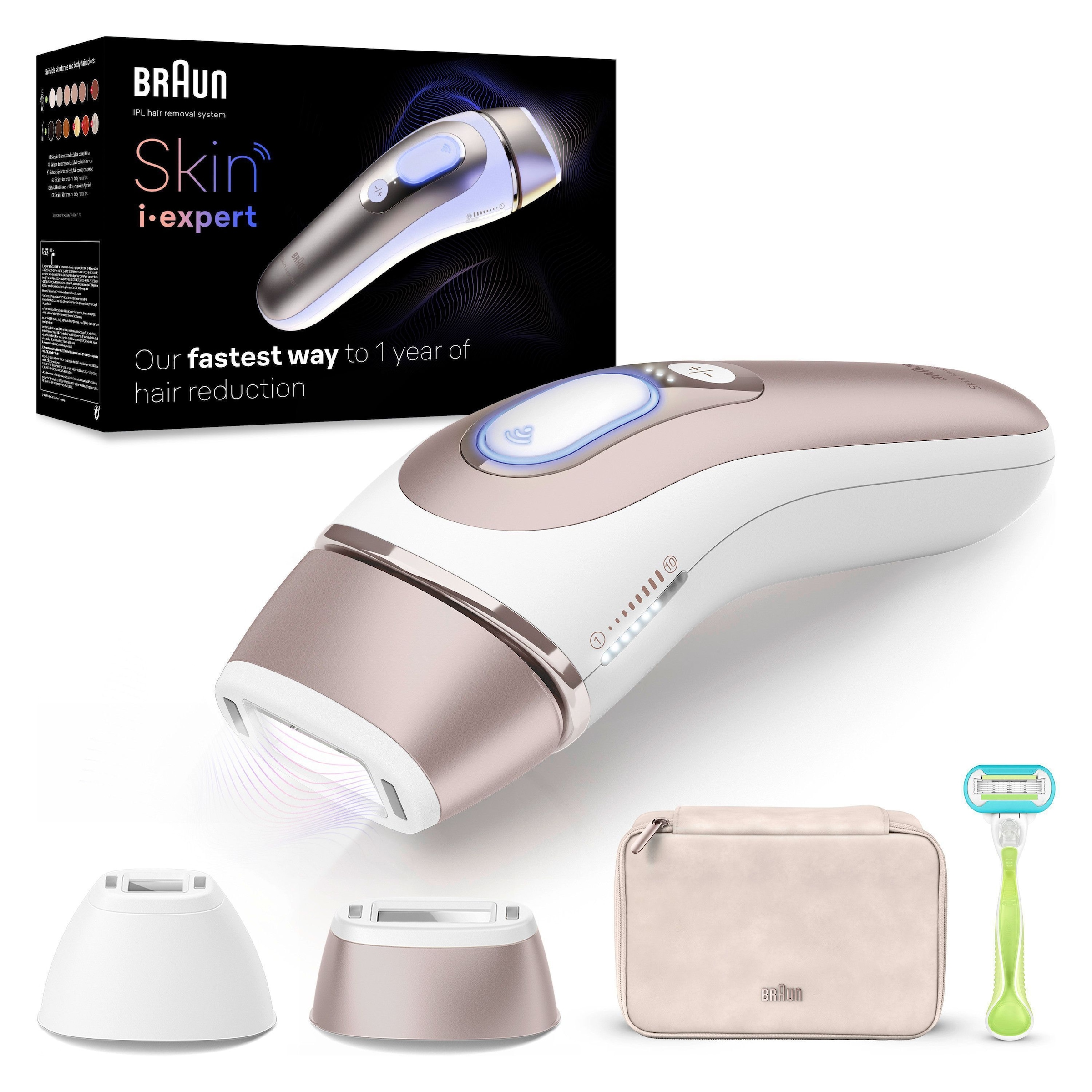 Braun IPL-Haarentferner »Smart Skin i·expert PL7147«, 2 Aufsätze für Gesicht & Körper, Venus Rasierer & Aufbewahrungstasche