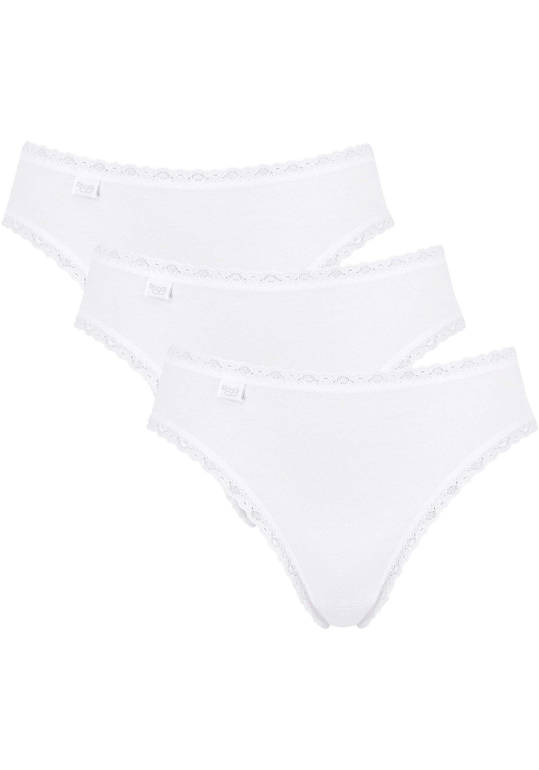 sloggi Taillenslip »24/7 Cotton Lace« 3er Pack, mit edler Spitze und flachen Nähten