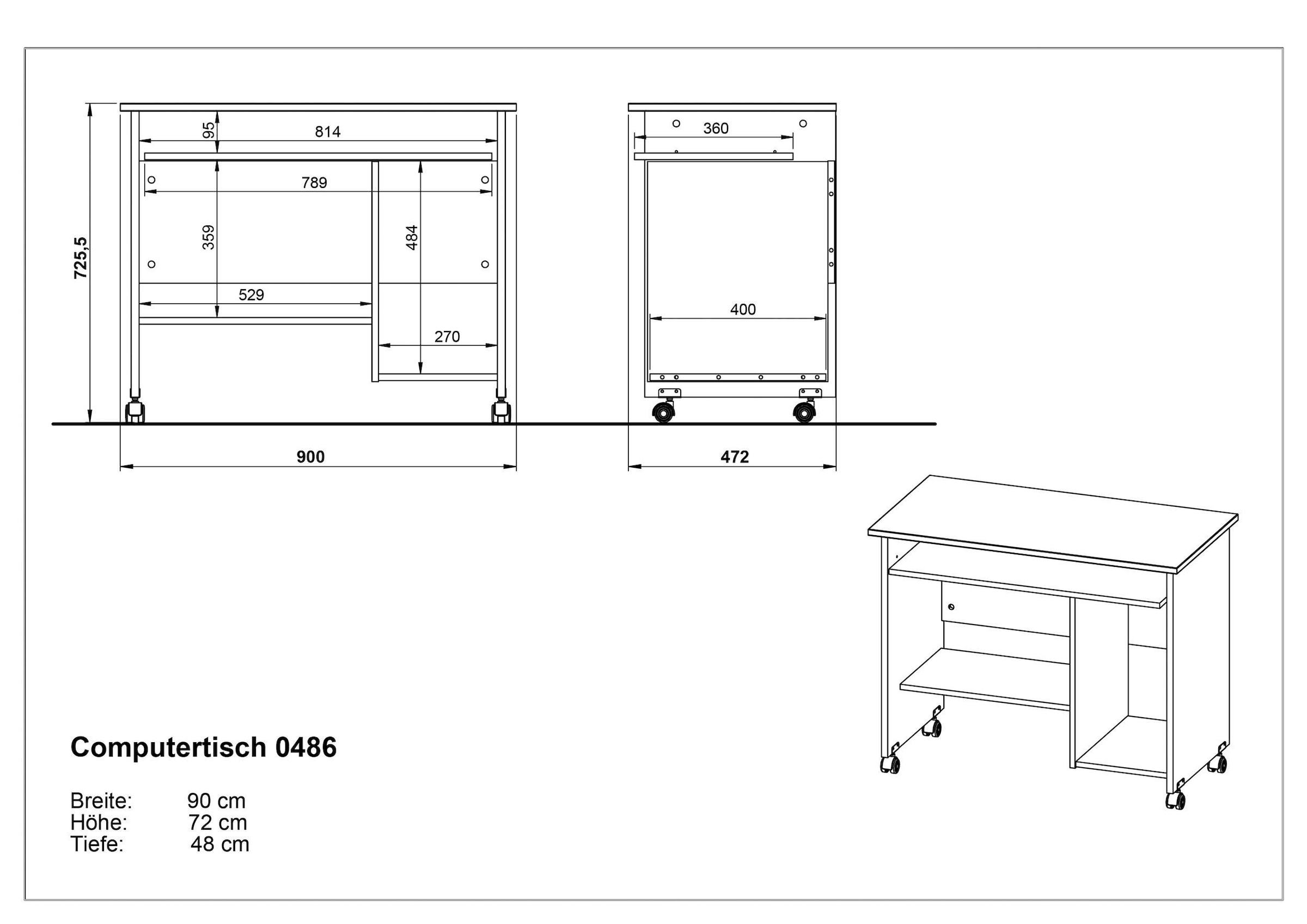 GERMANIA Computertisch »0482 / 0486«, Computertisch für das Home Office  geeignet, mit Tastatur Auszug online kaufen | Jelmoli-Versand