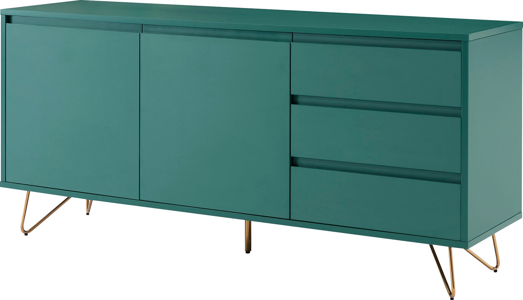 SalesFever Sideboard »Bolton Zeitlose Kommode für stilvolle Ordnung«, Kommode mit Haarnadelbeine aus Metall mit Messinglegierung