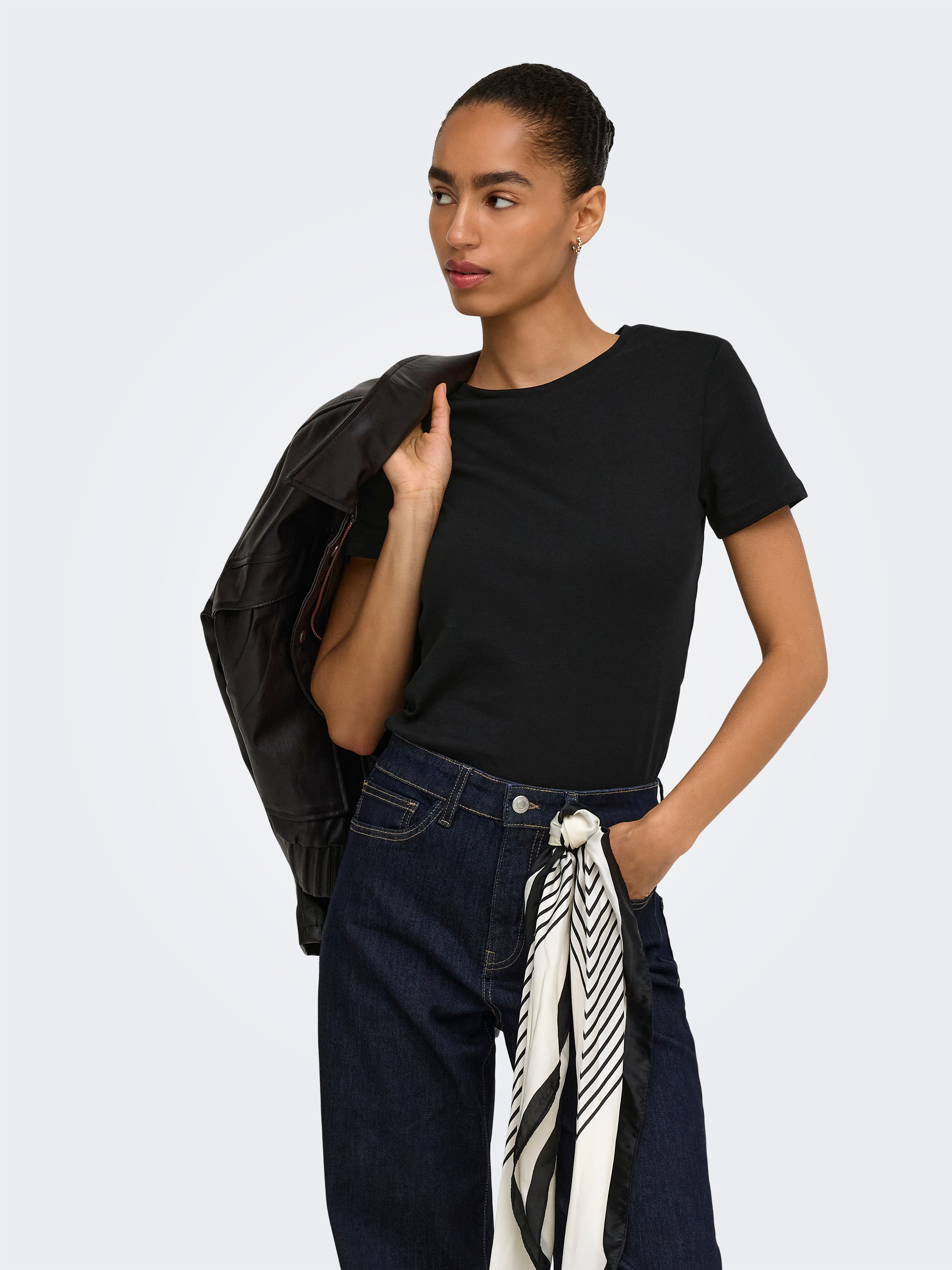 ONLY T-Shirt "ONLRILEY S/S TOPJRS" Baumwollmischung