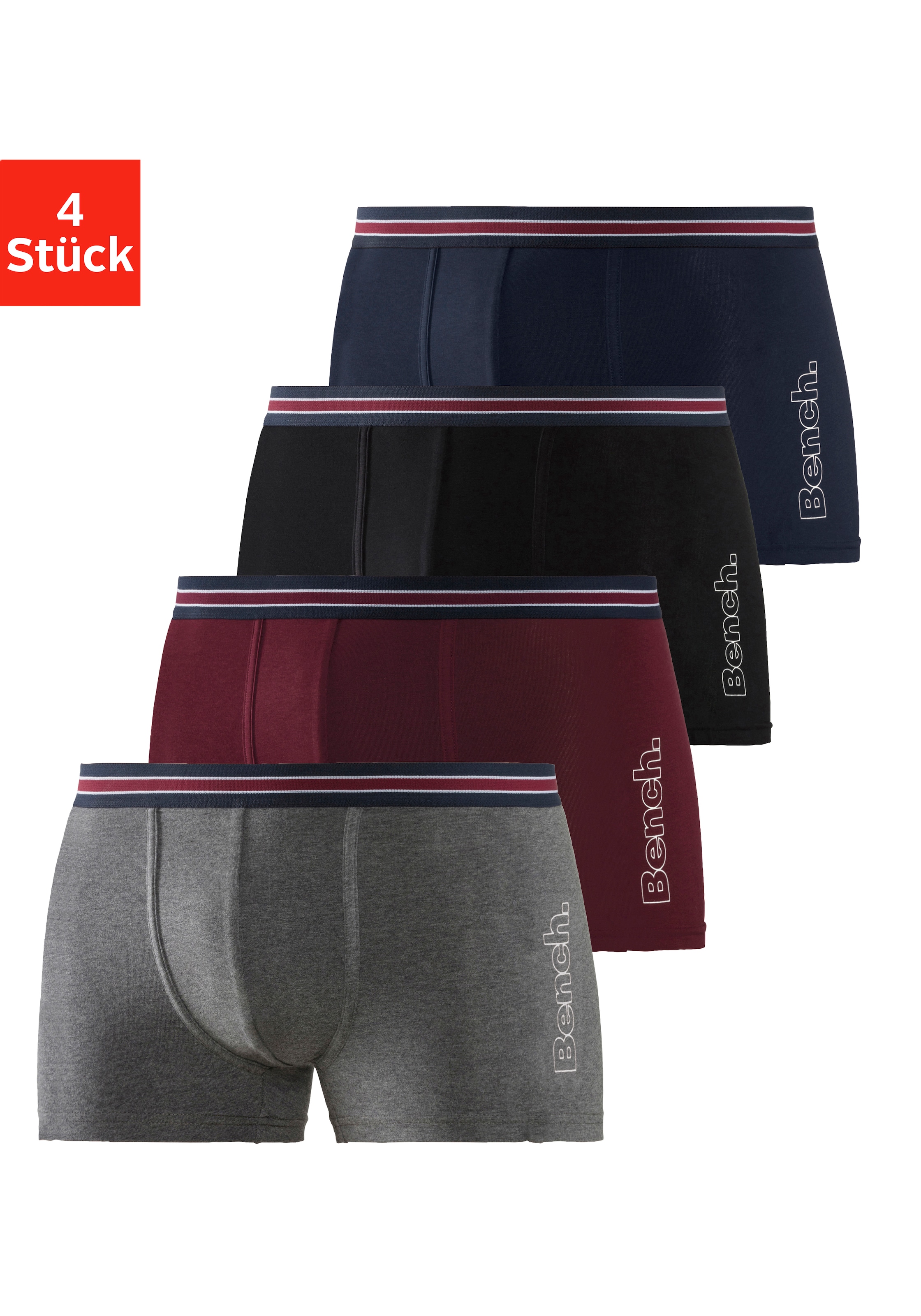 Bench. Boxer »Boxershorts für Herren« Packung, 4 Stk. Unterhosen mit seitlichem Logo Druck