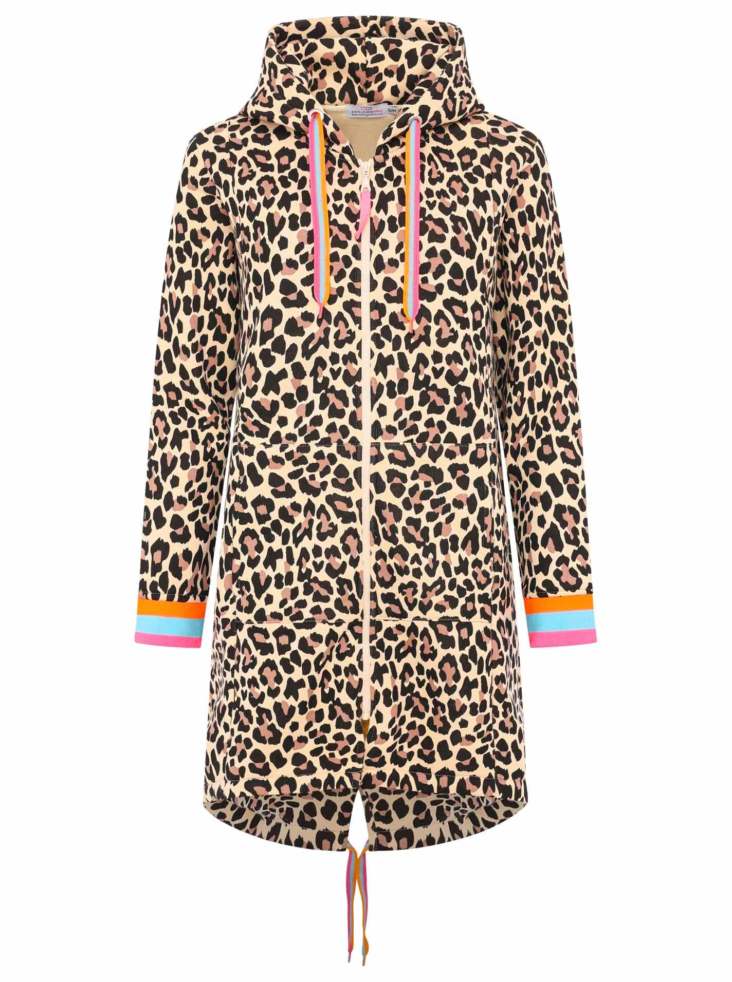 Zwillingsherz Jerseymantel »"Leo allover Neon Kante"«, mit Kapuze und Taschen, Neondetails
