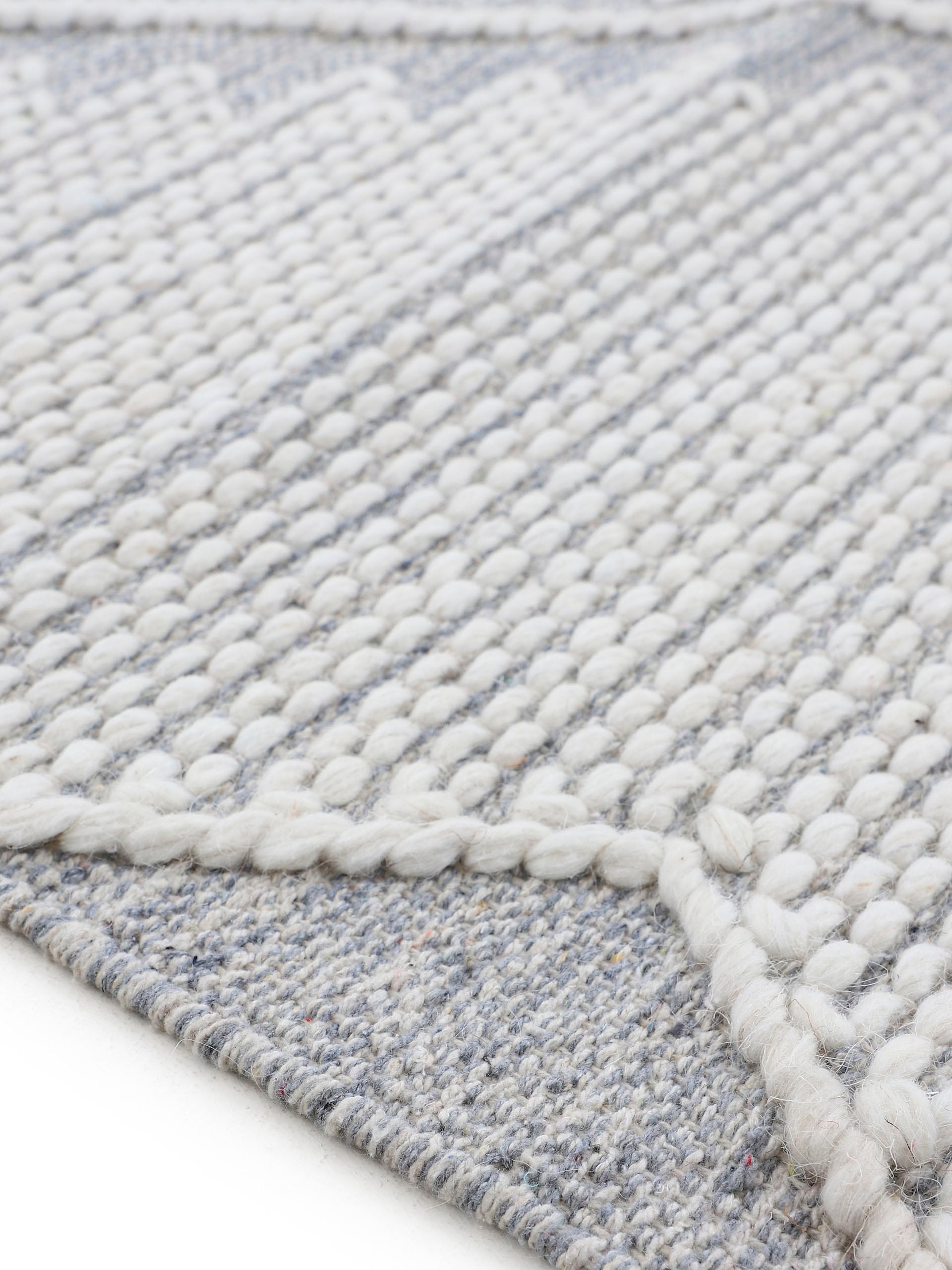carpetfine Teppich »Kelim Durry«, rechteckig, 5 mm Höhe, Handweb, geometrisch, Hoch-Tief Effekt, handgewebt, reine Baumwolle