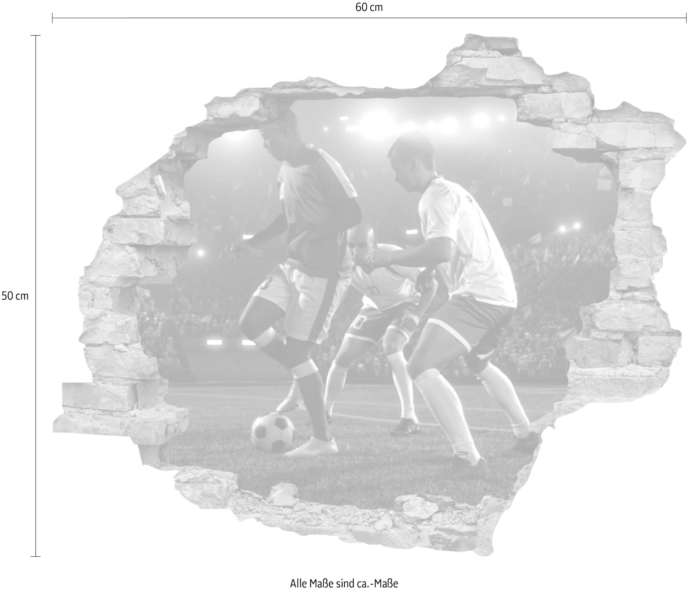 queence Wandtattoo »Fussball«, (1 St.), Wandsticker, Wandbild, selbstklebend, 3D, Wanddurchbruch