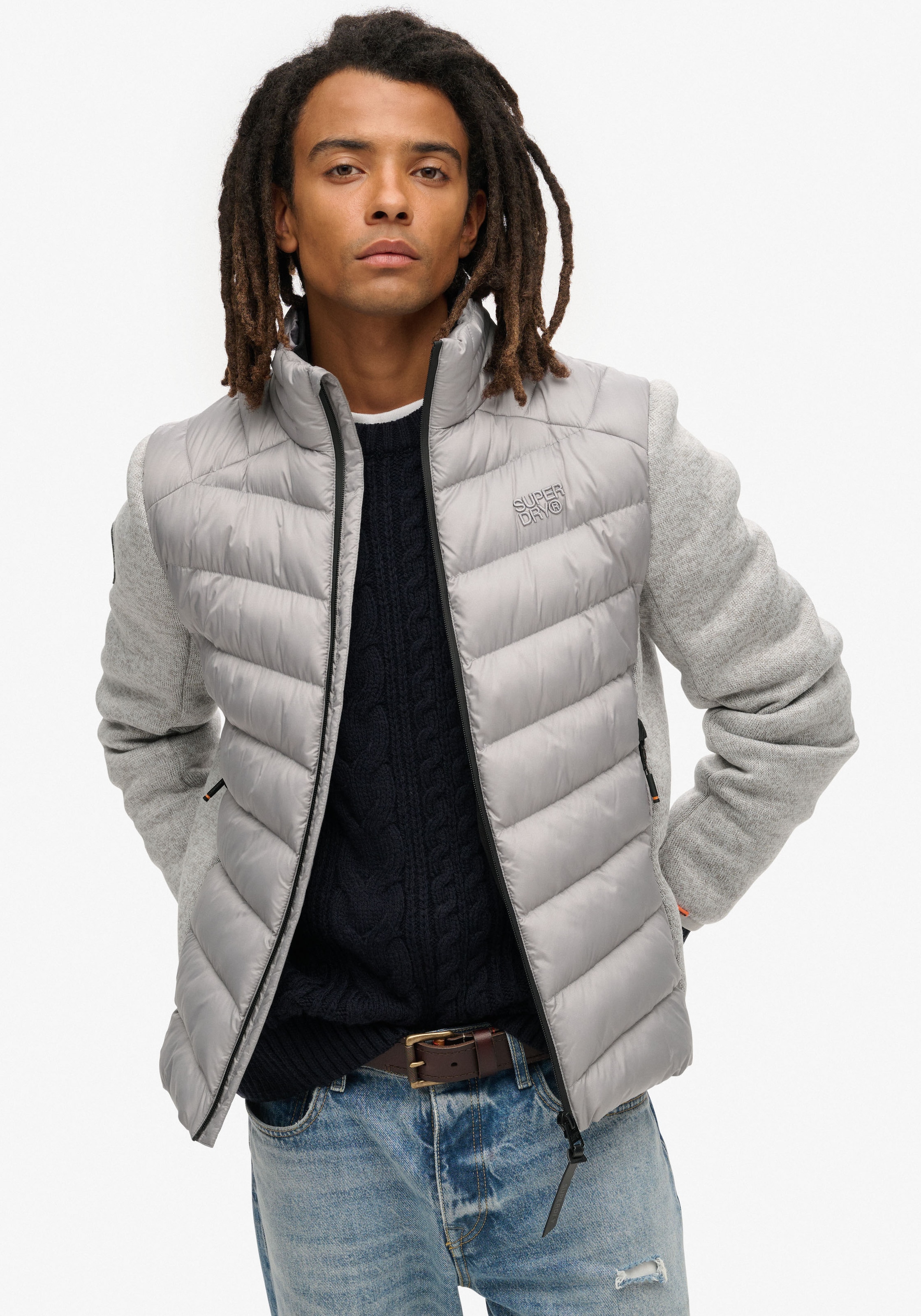 Superdry Steppjacke »STORM KNIT HYBRID PADDED JKT«, mit Kapuze