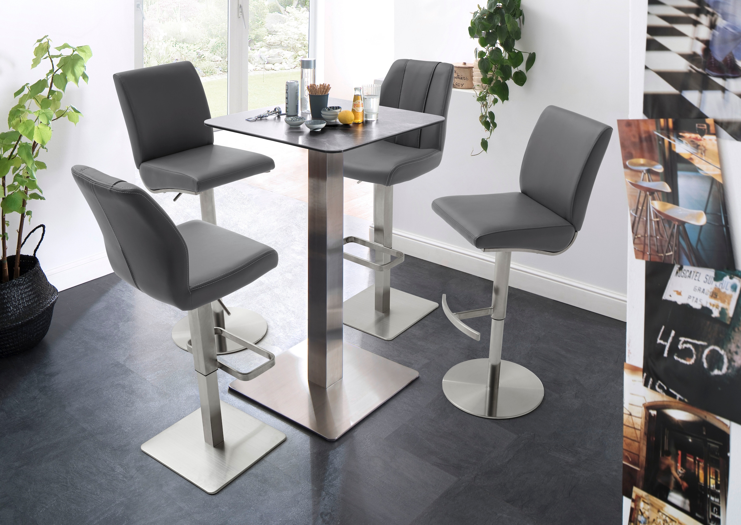 MCA furniture Bistrostuhl »BARBECOOL«, mit Rückenlehne,Bodenplatte eckig, 180° drehbar, Sitzhöhe von 56-81 cm