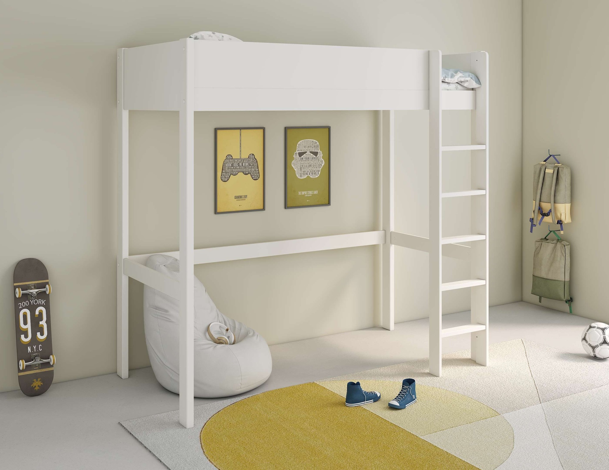 GOODproduct Hochbett "TIPO, Topseller, Kinderbett, Leiter links oder rechts montierbar" B/H/T 200x190x90cm, FSC zertifiziertes Massivholz, Rundum-Absturzschutz