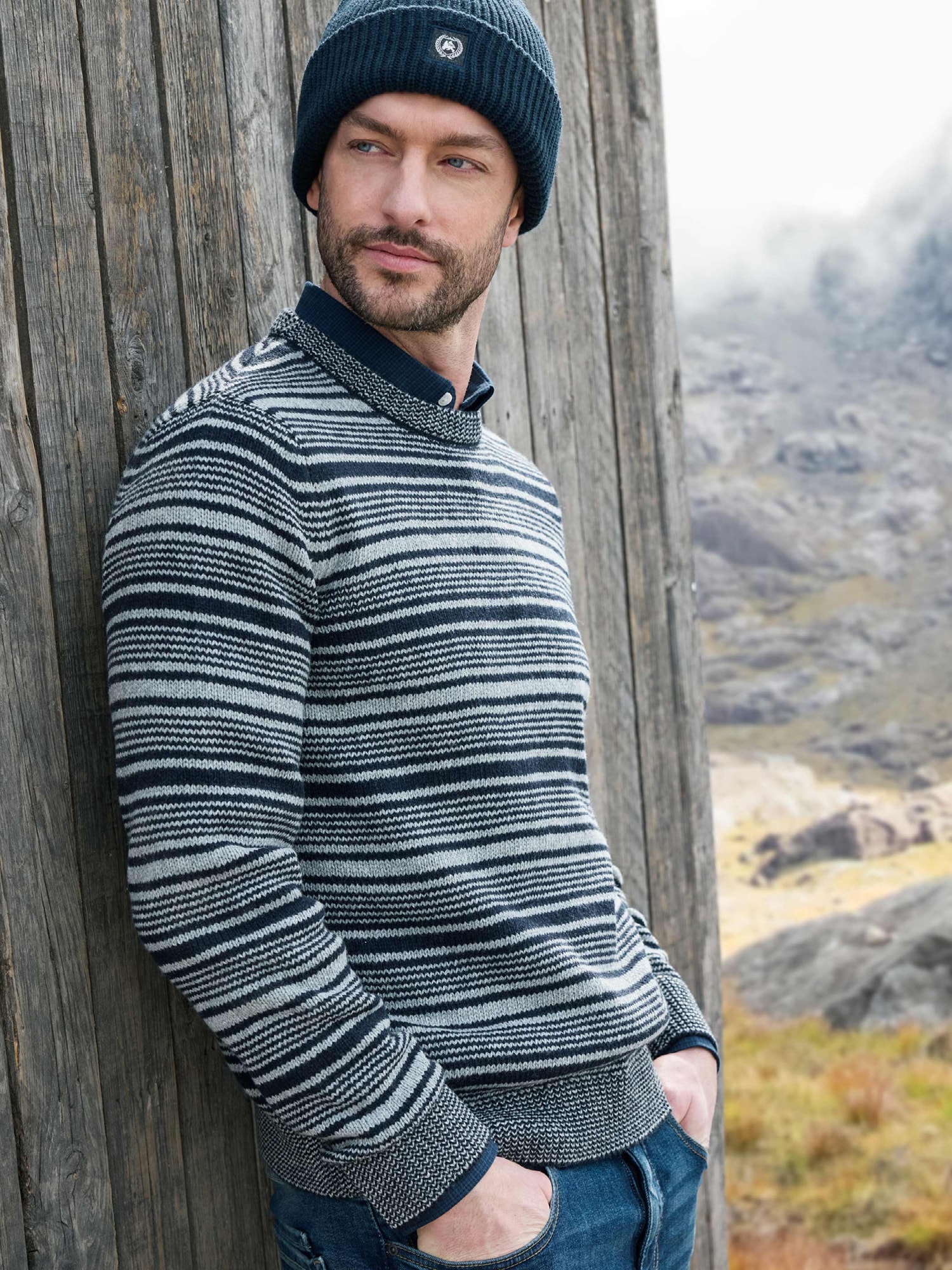 LERROS Strickpullover "Herren Crewneck-Stricker, gestreift"