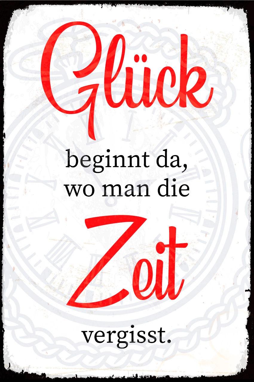 queence Metallbild "Zeit" Schriftzug  Schriftzüge  Sprüche  Sprüche & Texte 1 Stk. tlg. Stahlschilder