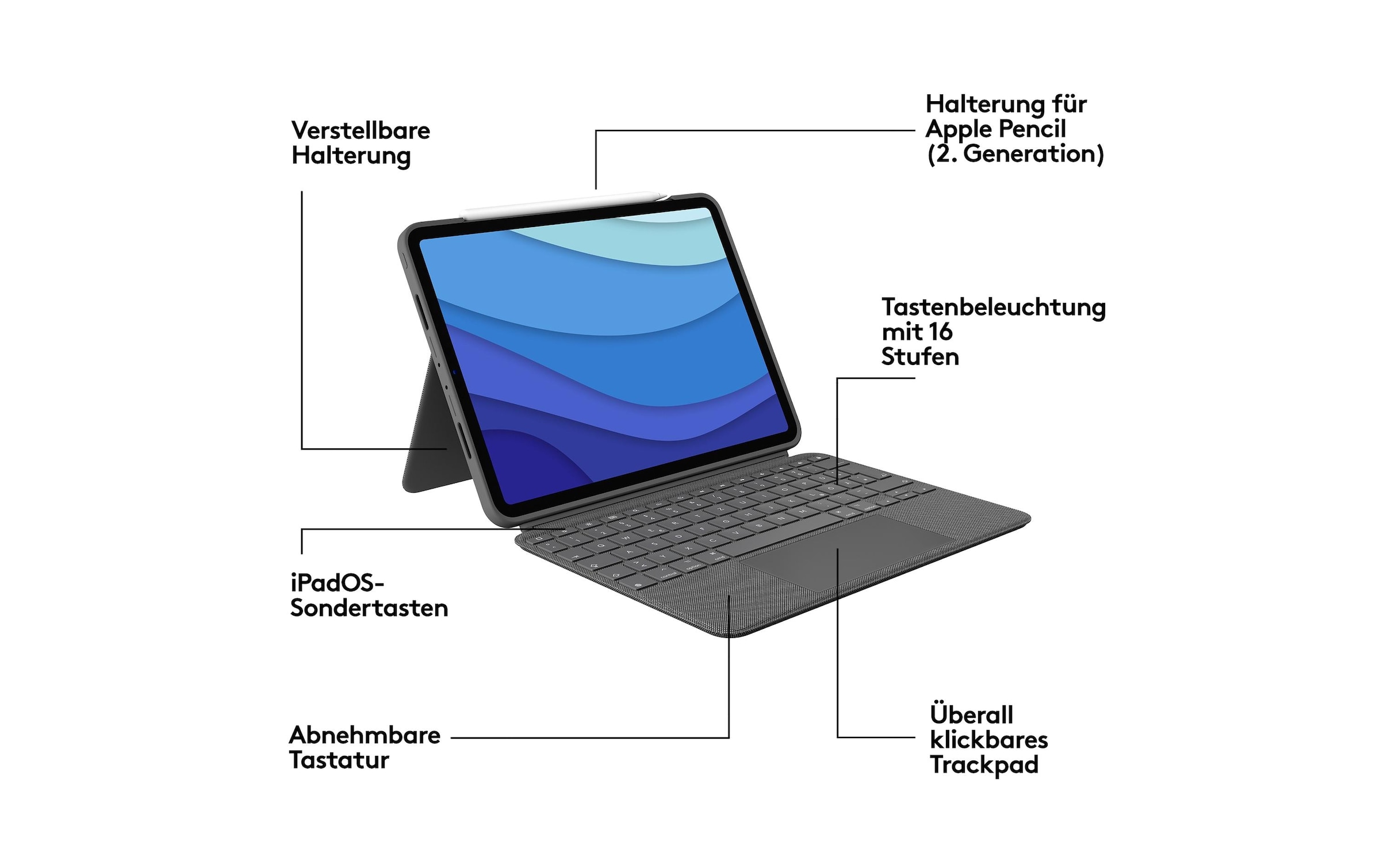 Logitech Tablet-Hülle »Tastatur Cover Comb«, iPad Pro 11" (1. & 2. Generation)-iPad Pro 11" (3. Generation)