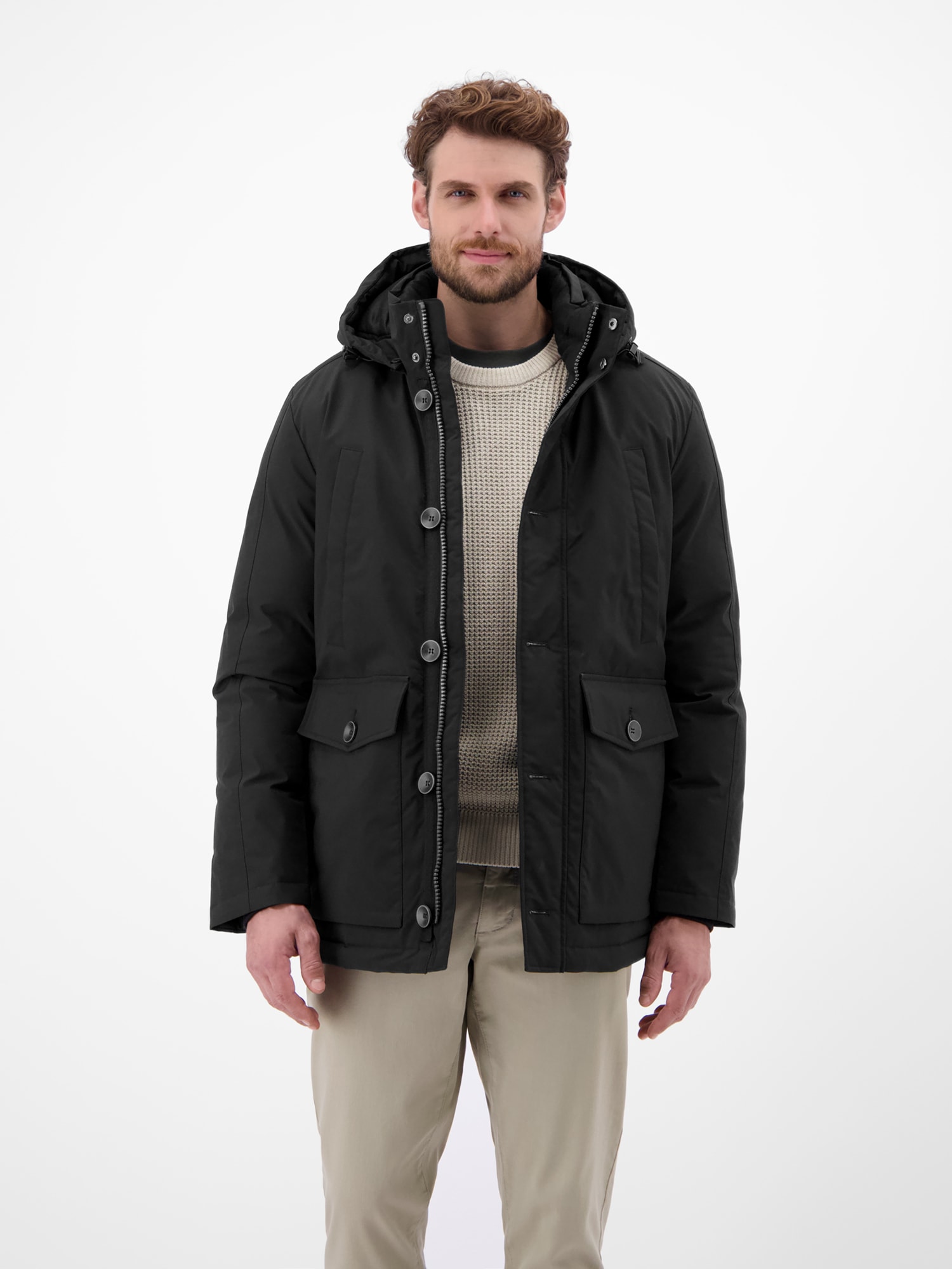 LERROS Wintermantel "Herren Wintermantel mit Kapuze"