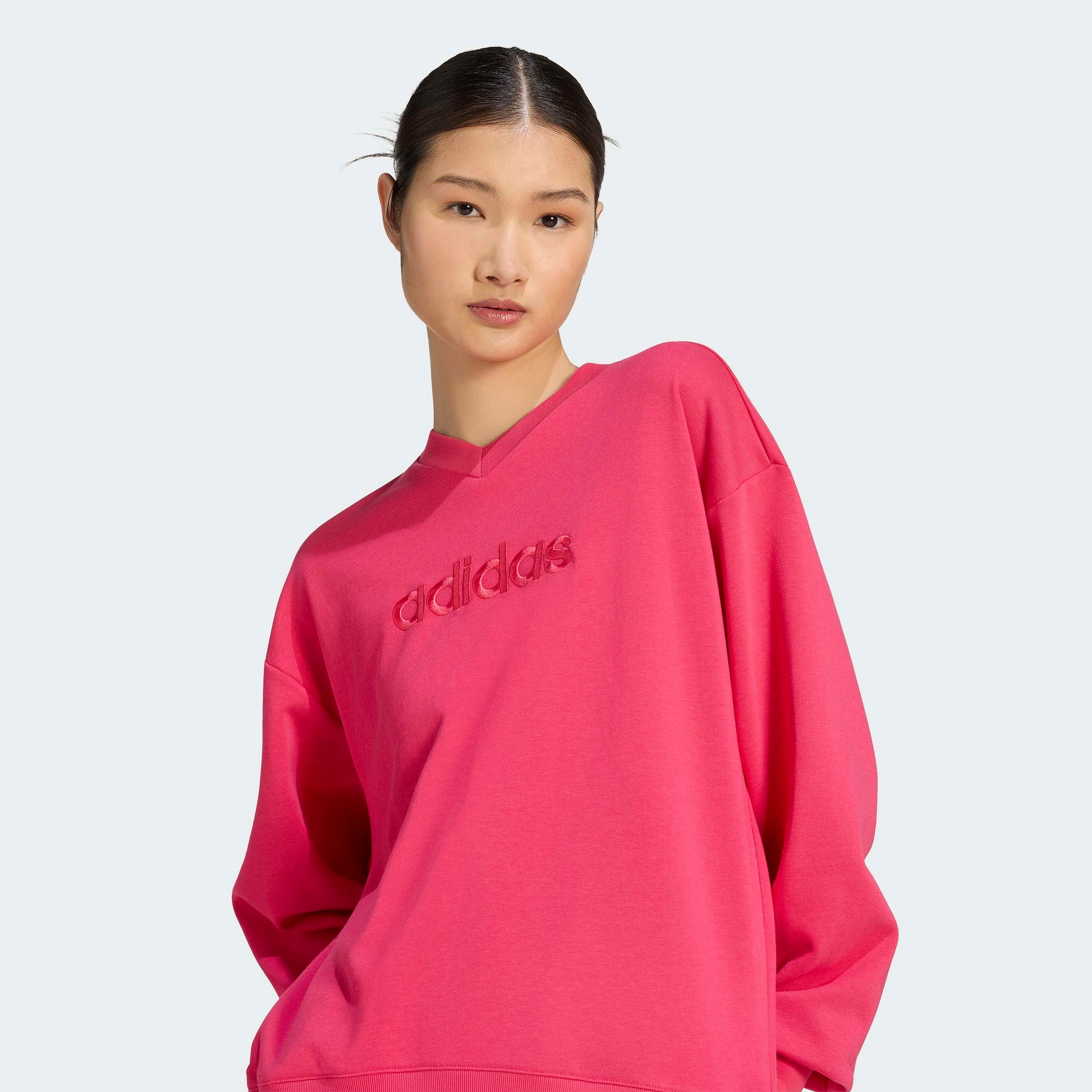 adidas Sportswear Sweatshirt "W SAT CRW", mit V-Ausschnitt, ohne Verschluss, in normaler Länge