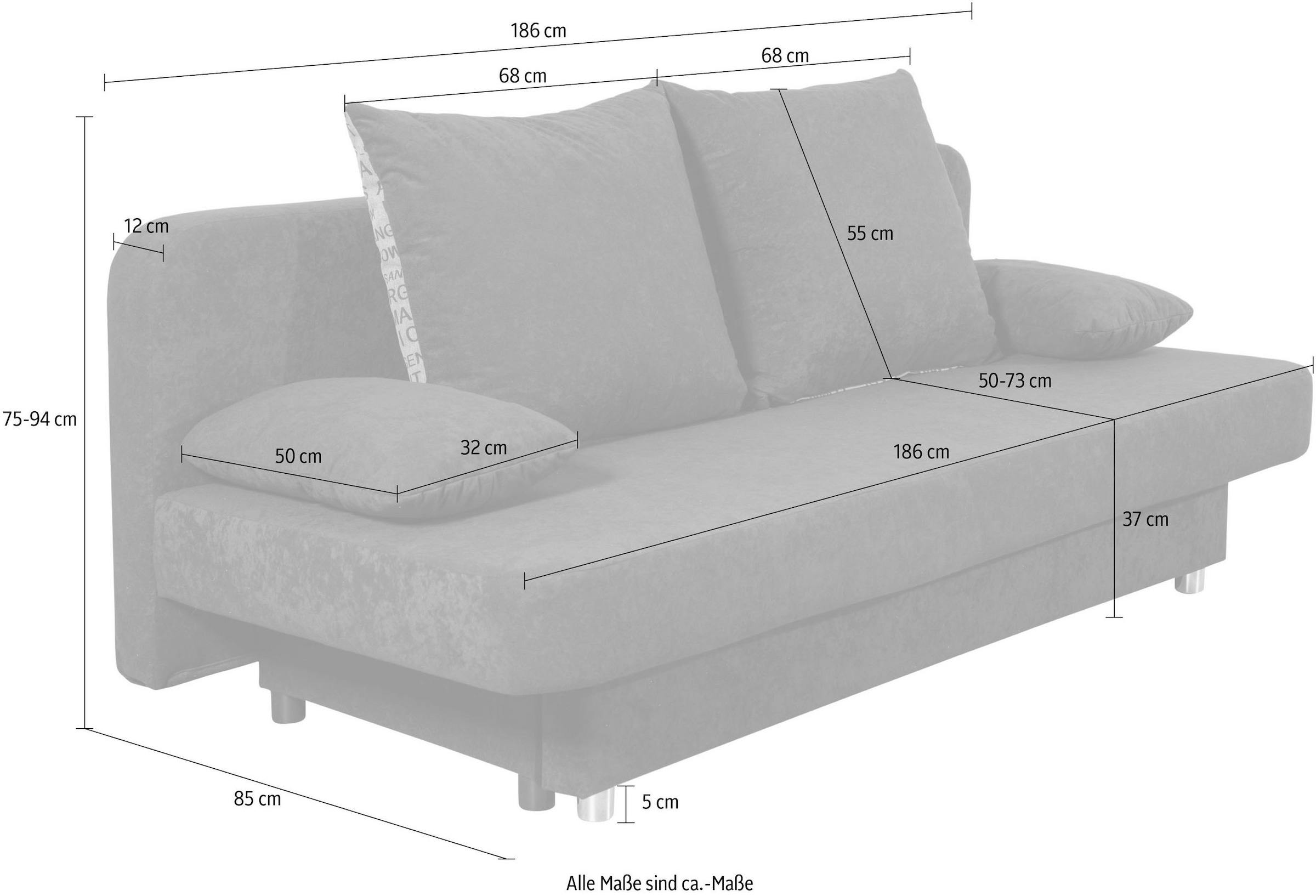 COLLECTION AB Schlafsofa »Ulla inkl. Bettfunktion und Bettkasten«, Schlafsofa,Bettfunktion,Bettkasten,inkl. Rückenkissen,Armlehnekissen