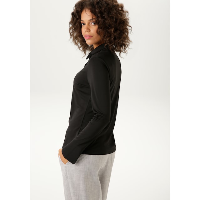 Jersey-Crepé-Qualität Hemdbluse, online shoppen CASUAL | in Aniston strukturierter Jelmoli-Versand