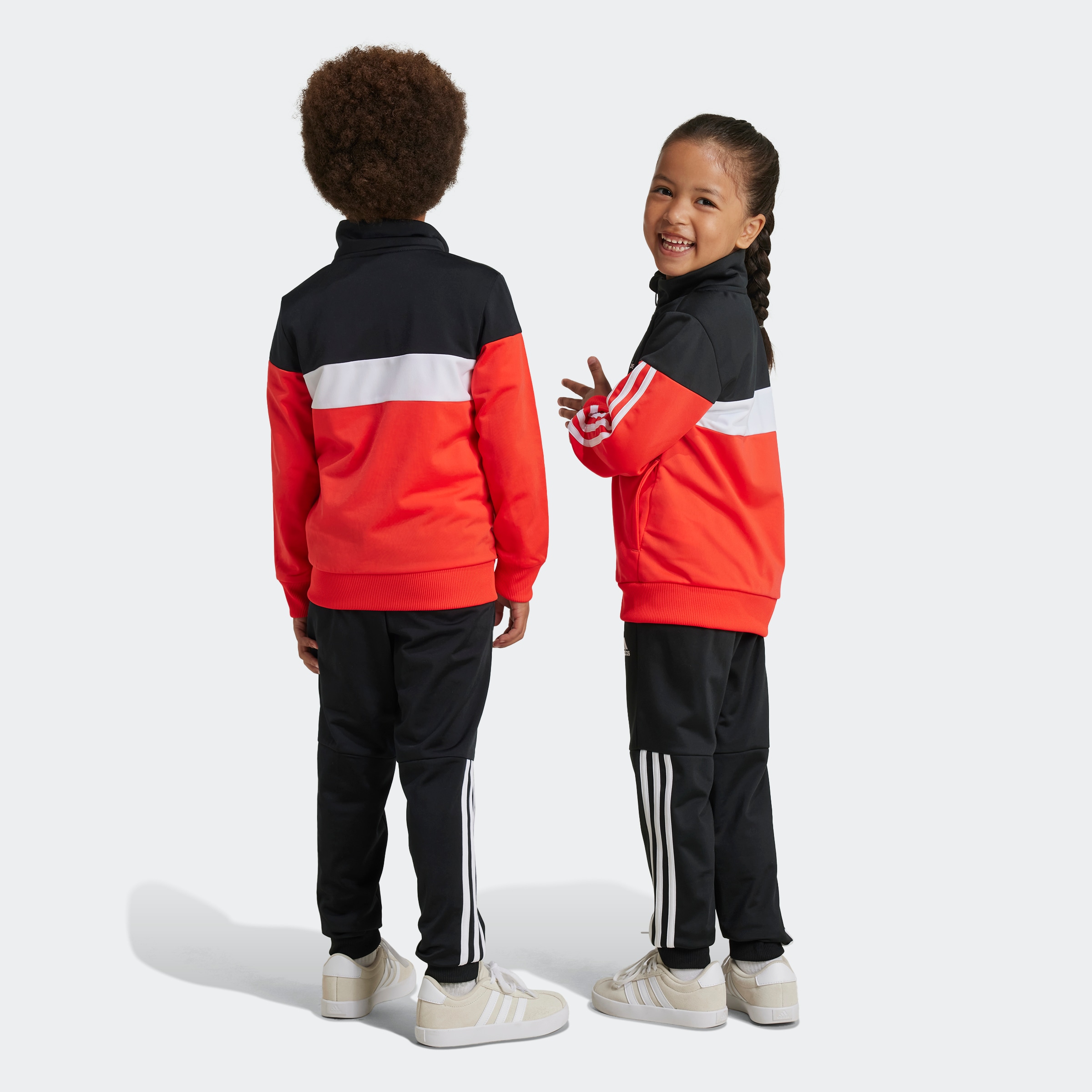 adidas Sportswear Trainingsanzug »TIBERIO 3-STREIFEN COLORBLOCK SHINY KIDS«, (2 tlg.)