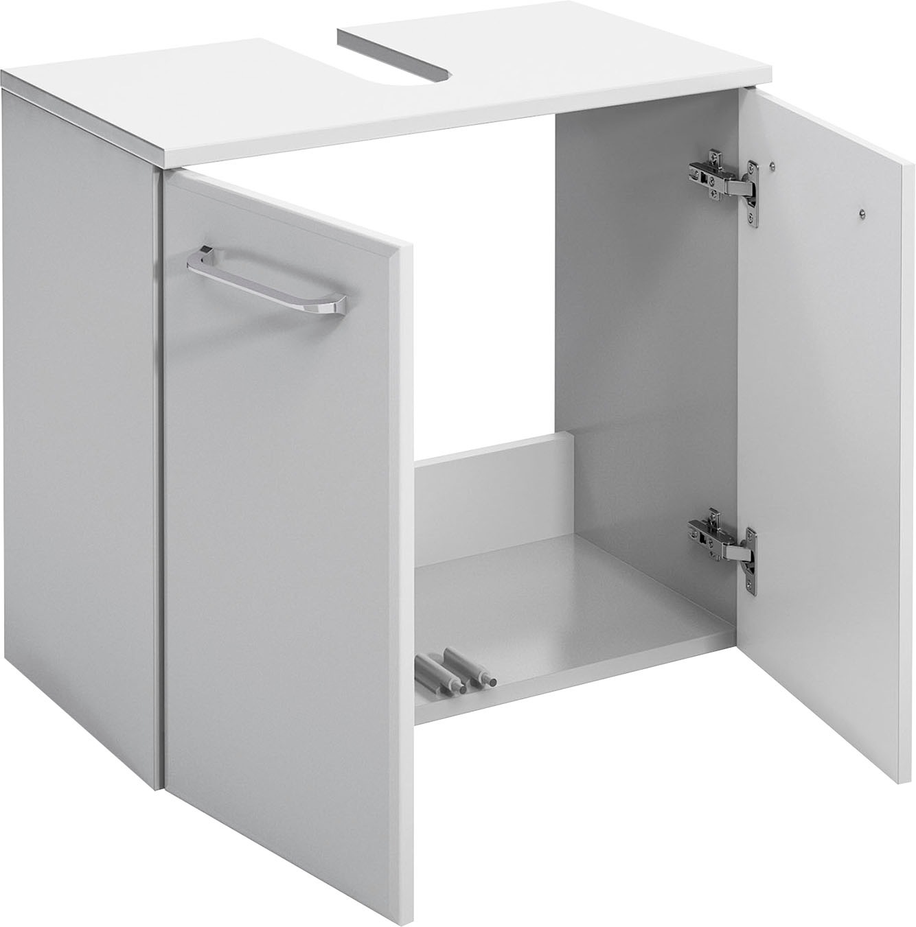 Saphir Waschbeckenunterschrank "Quickset Unterbeckenschrank, 60 cm breit, 2 Türen, ohne Waschbecken" Waschbeckenschrank inkl. Türdämpfer, Griffe in Chrom Glanz