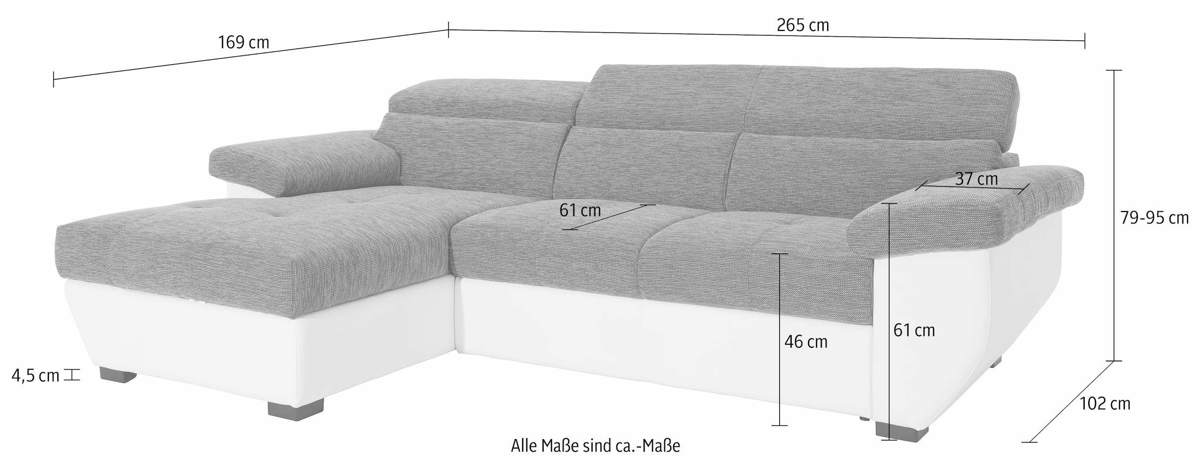 COTTA Ecksofa »Speedway L-Form«, inklusive Kopfteilverstellung, wahlweise mit Bettfunktion + Bettkasten