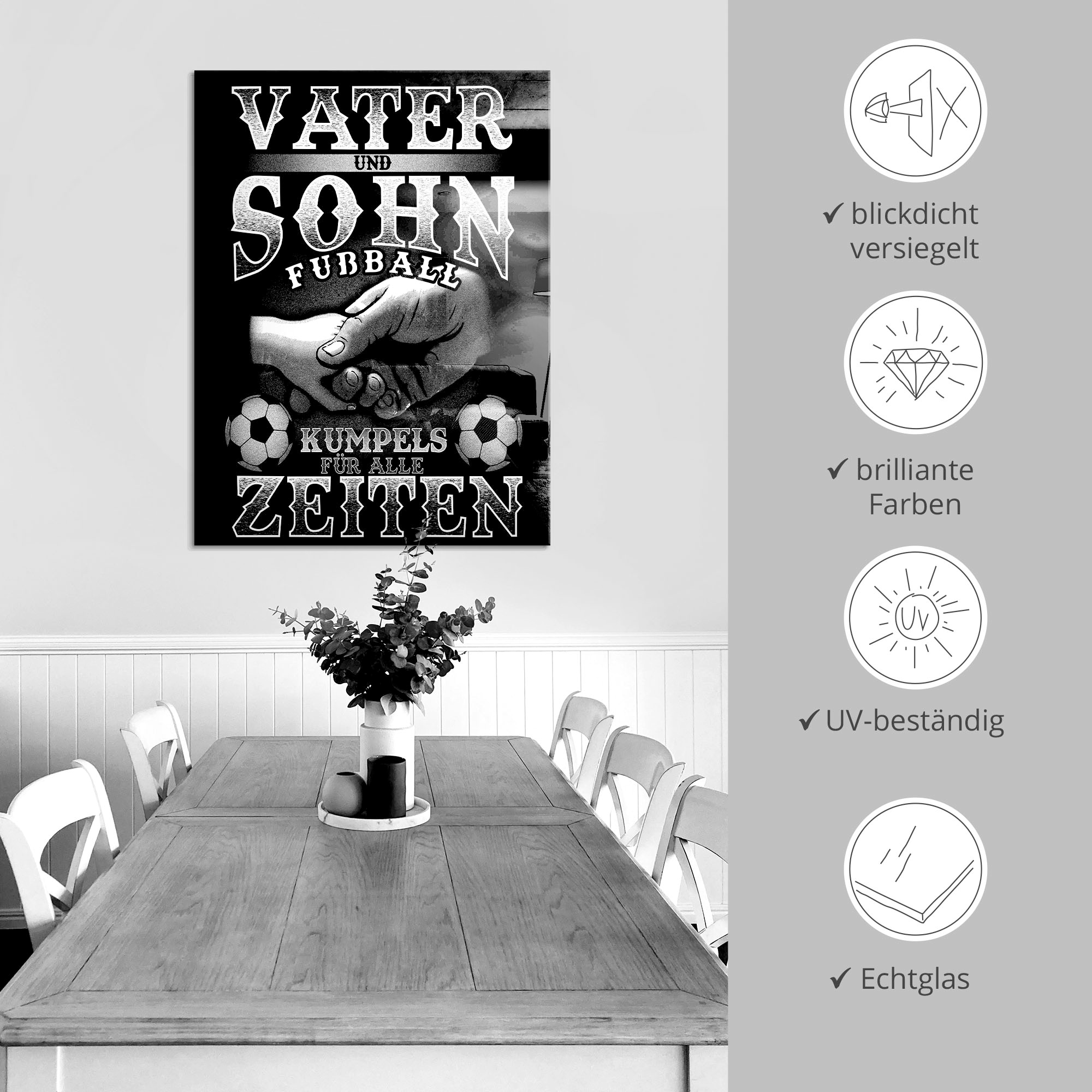 Artland Glasbild »Vater und Sohn Fussball Kumpels«, Sprüche & Texte, (1 St.), in verschiedenen Grössen