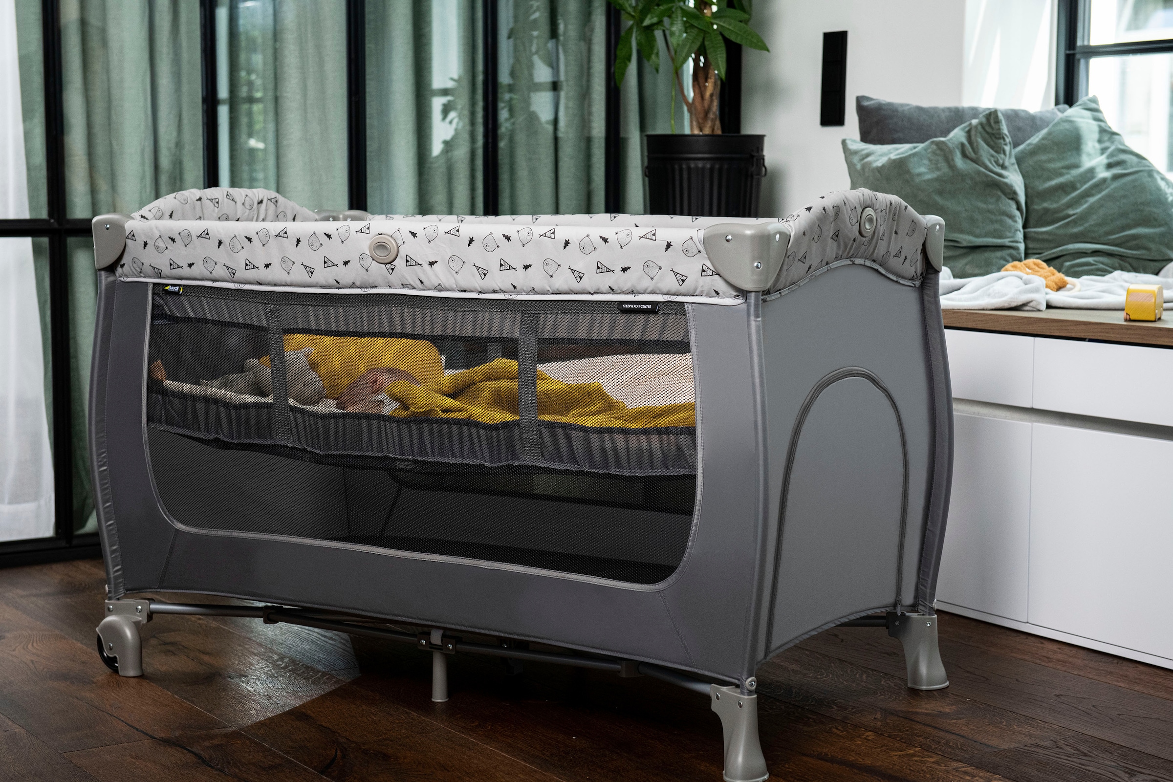 Hauck Baby-Reisebett »Sleep N Play, nordic grey«, (6 tlg.), inkl. Transporttasche