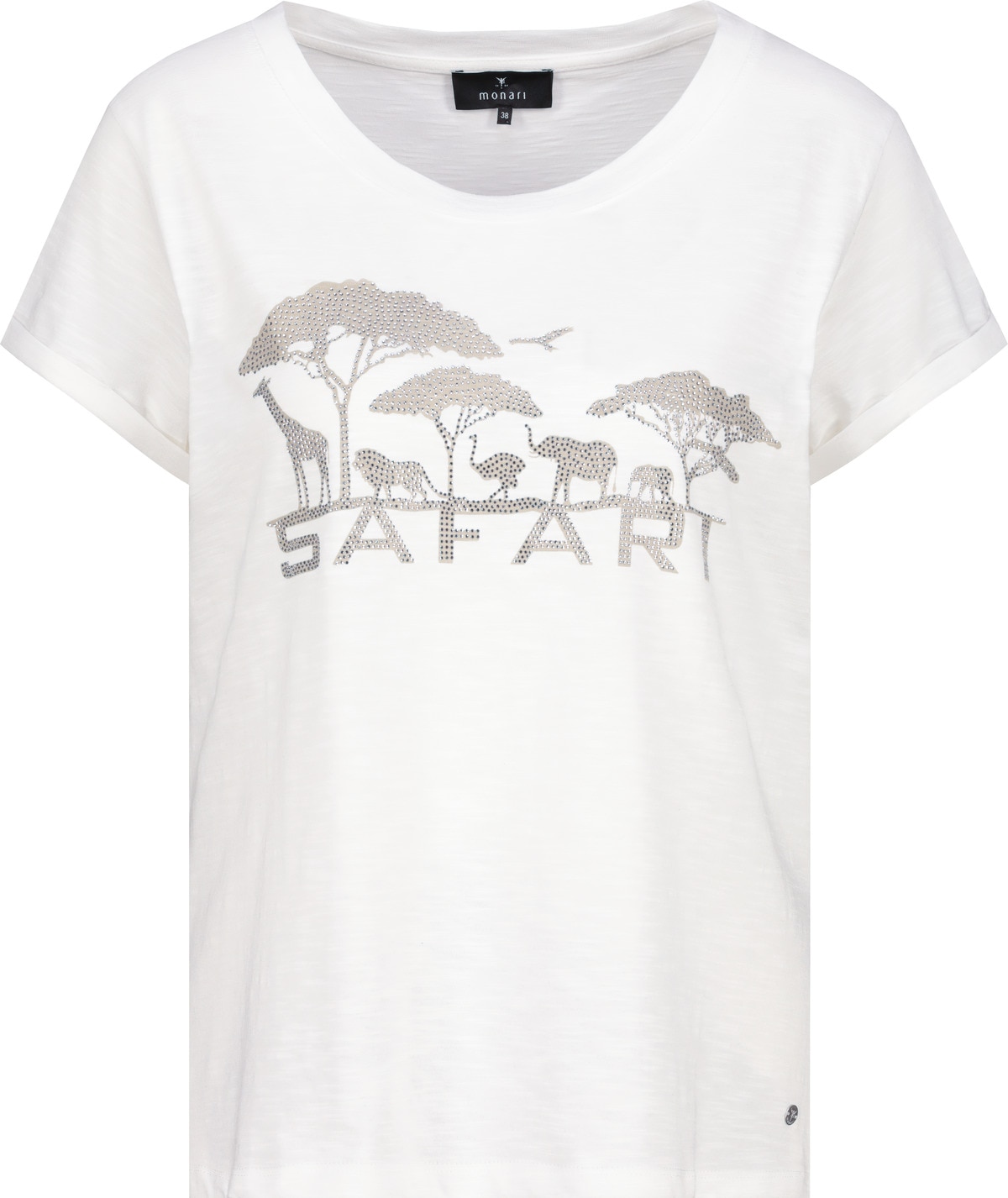 Monari Rundhalsshirt, mit Frontprint und Glitzernieten