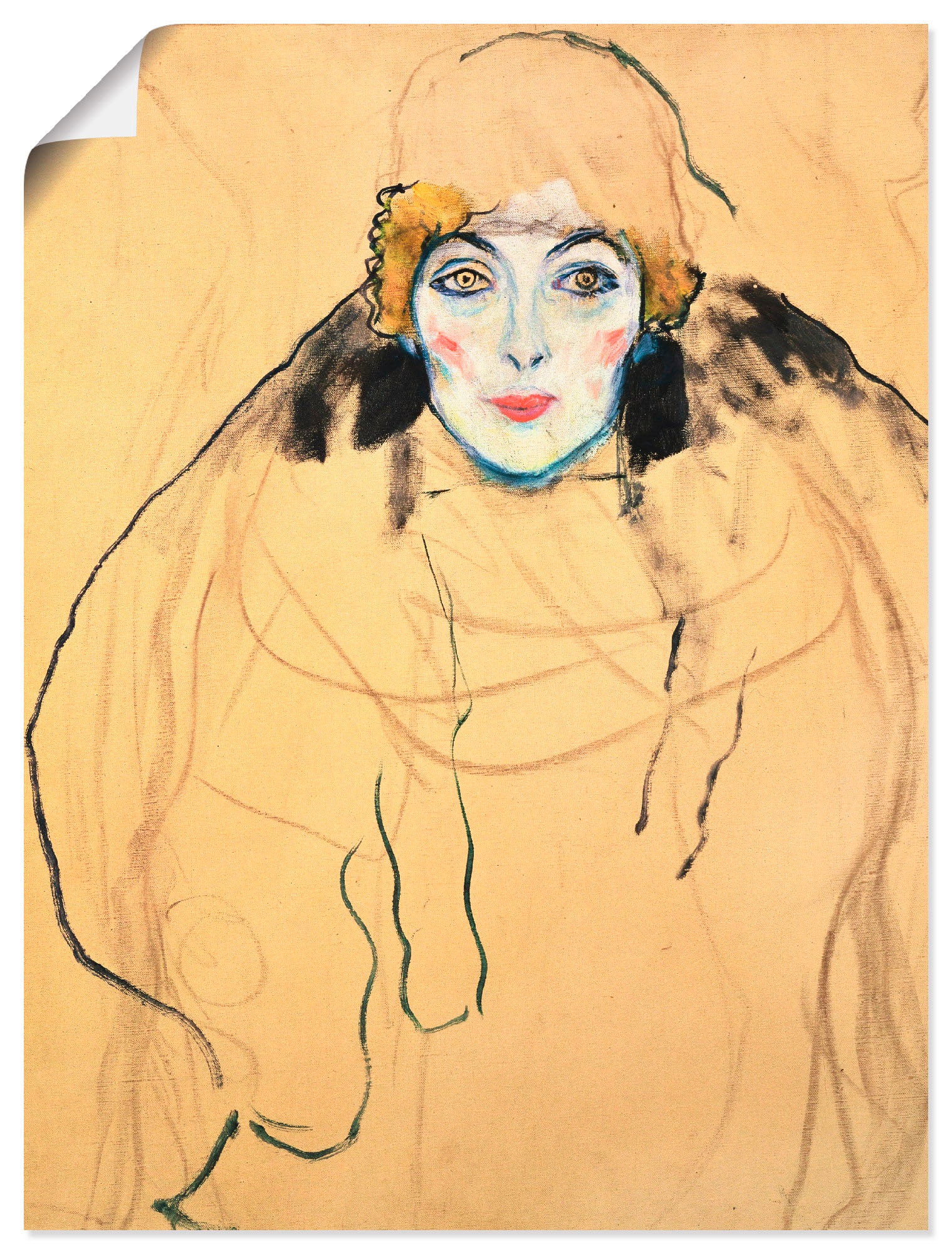 Artland Kunstdruck »Damenbildnis en face (Frauenkopf)«, Frau, (1 St.), als Leinwandbild, Wandaufkleber oder Poster in versch. Grössen