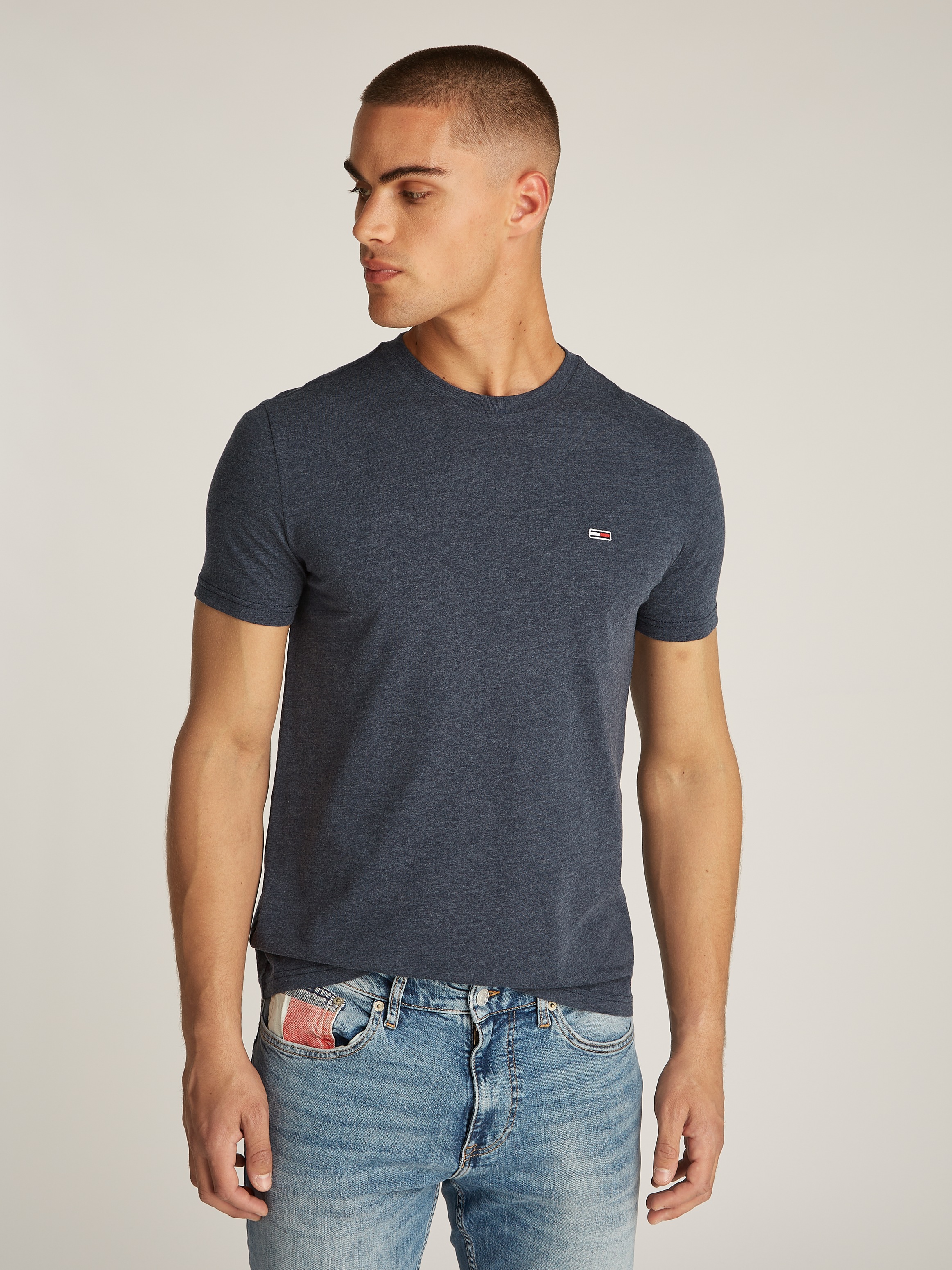 Tommy Jeans T-Shirt »TJM XSLIM JASPE HTR TEE EXT« Mit Rundhalsausschnitt